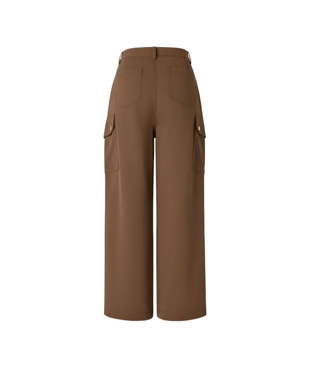 PINKO Коричневые хлопковые брюки широкие, фото 2
