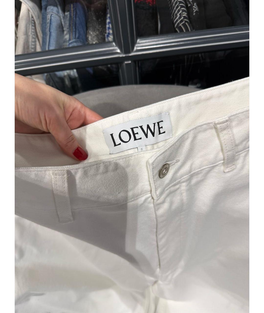 LOEWE Белые хлопковые прямые джинсы, фото 3