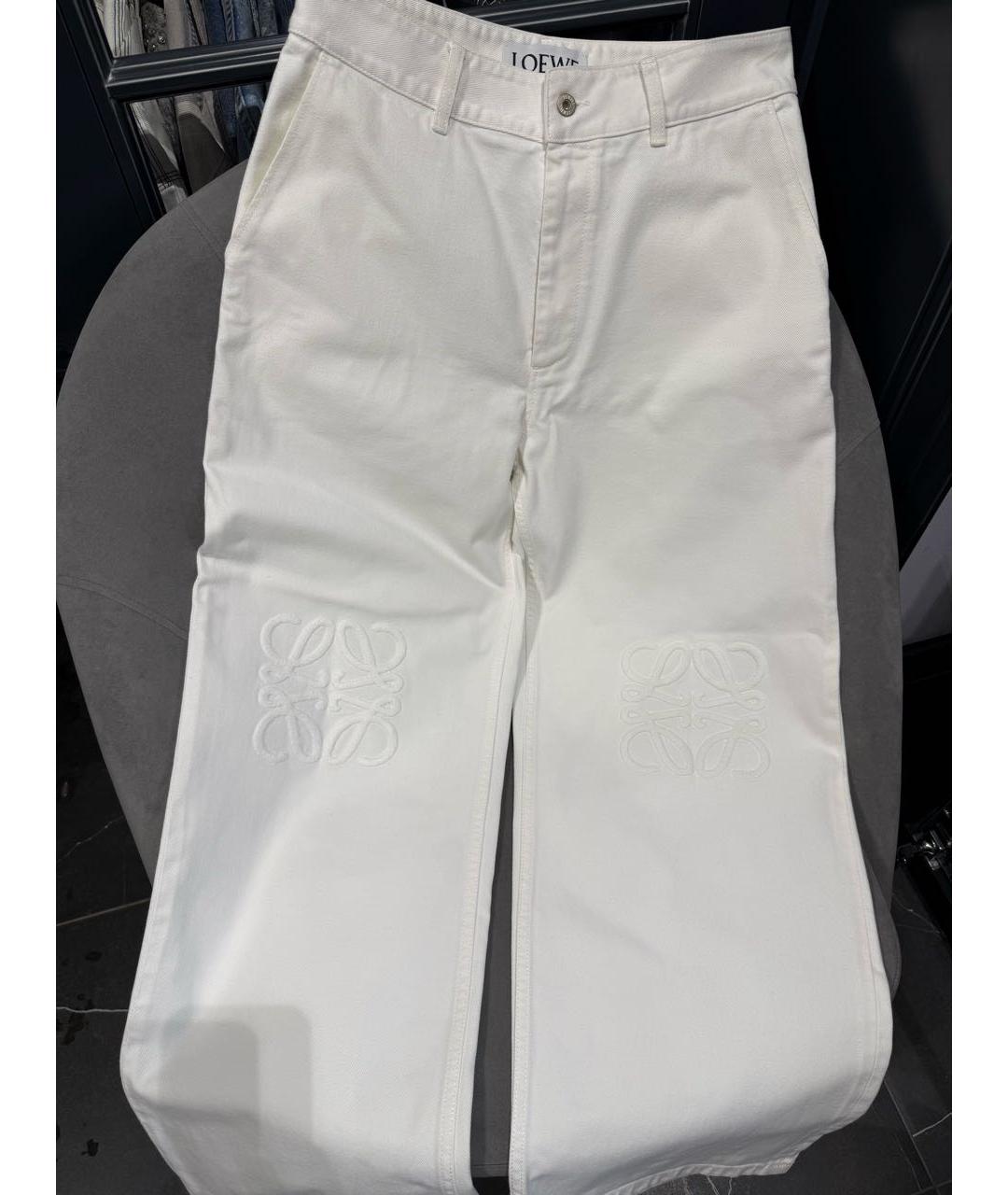 LOEWE Белые хлопковые прямые джинсы, фото 4