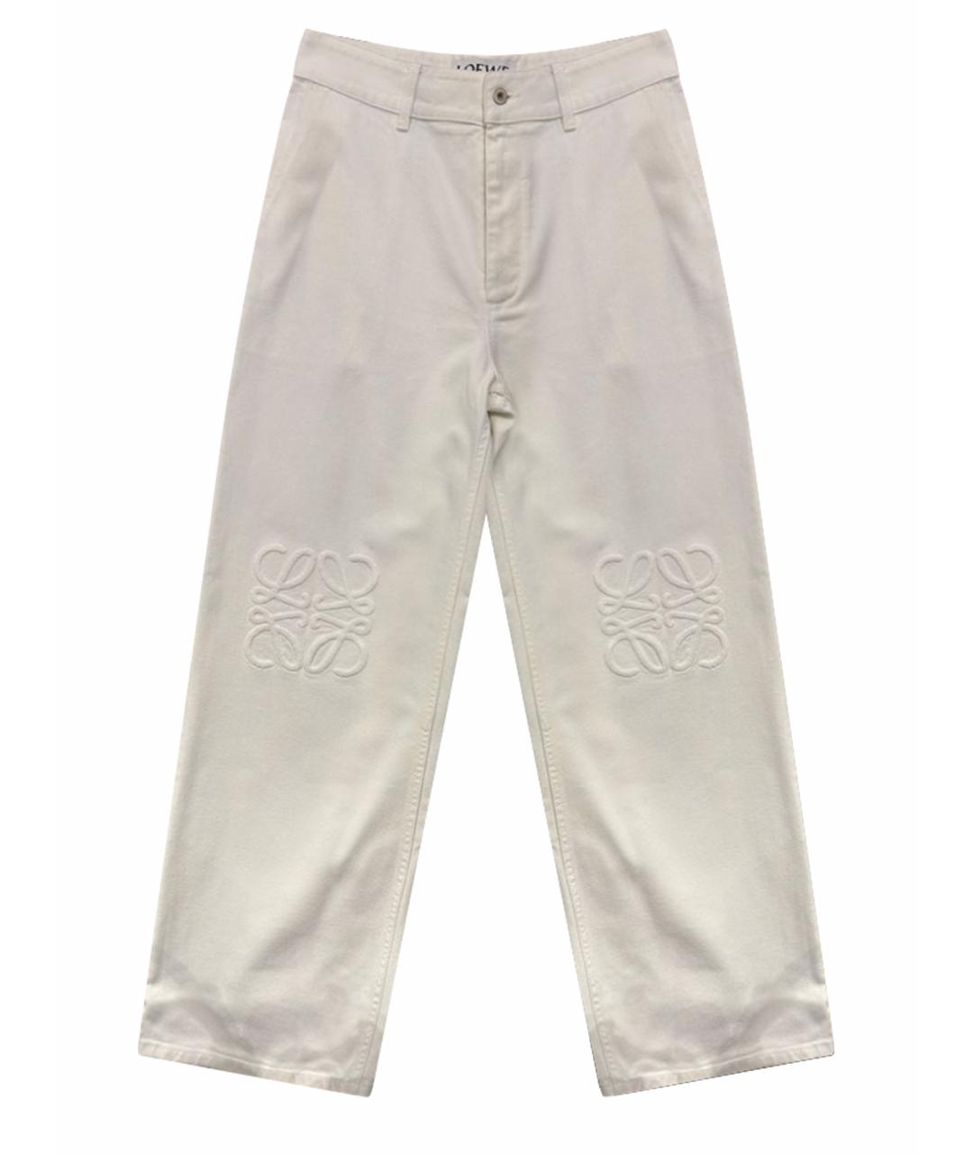 LOEWE Белые хлопковые прямые джинсы, фото 1