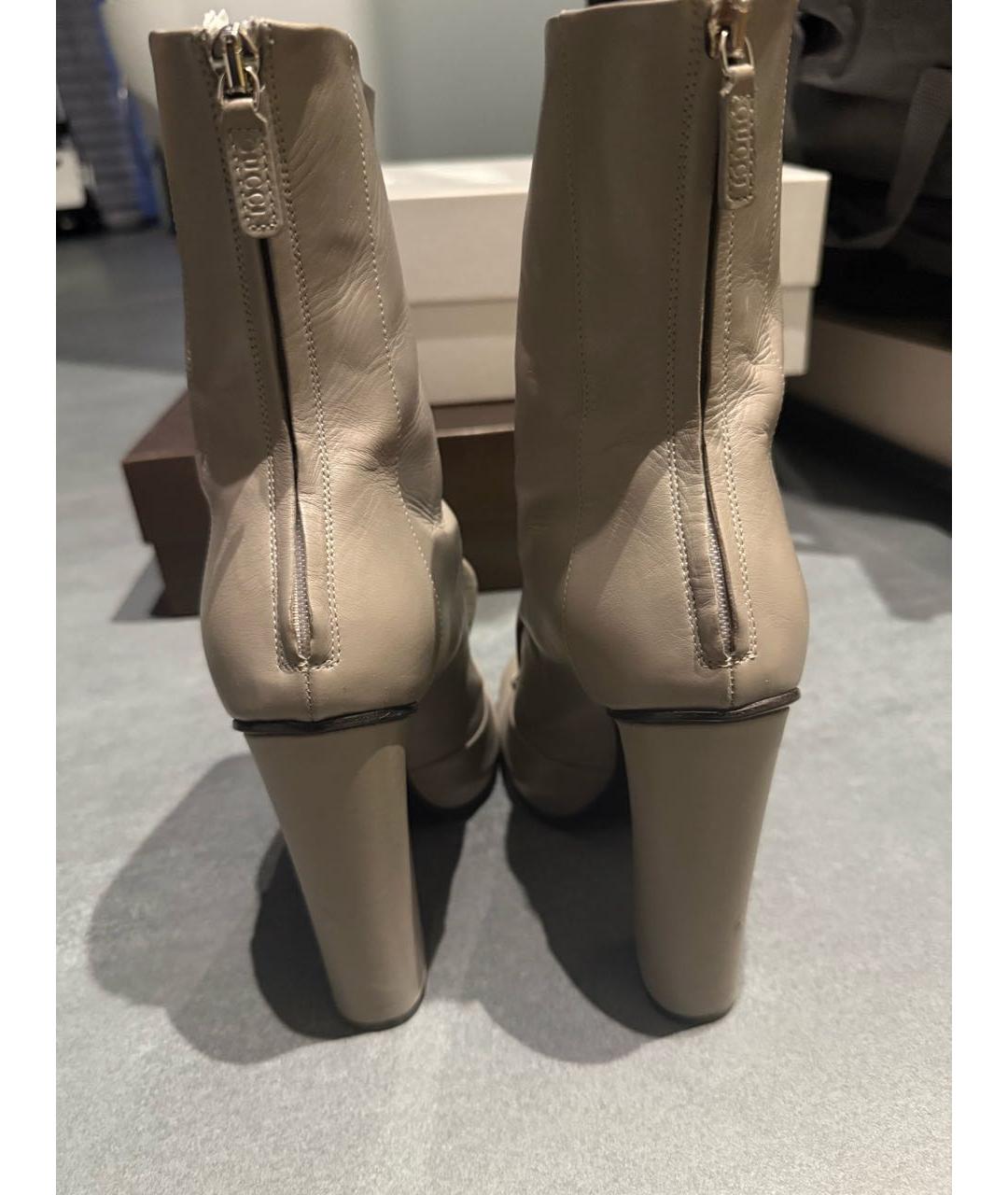 GUCCI Серые кожаные ботильоны, фото 4