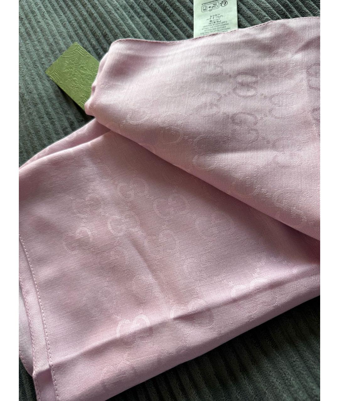 GUCCI Розовый шерстяной шарф, фото 2