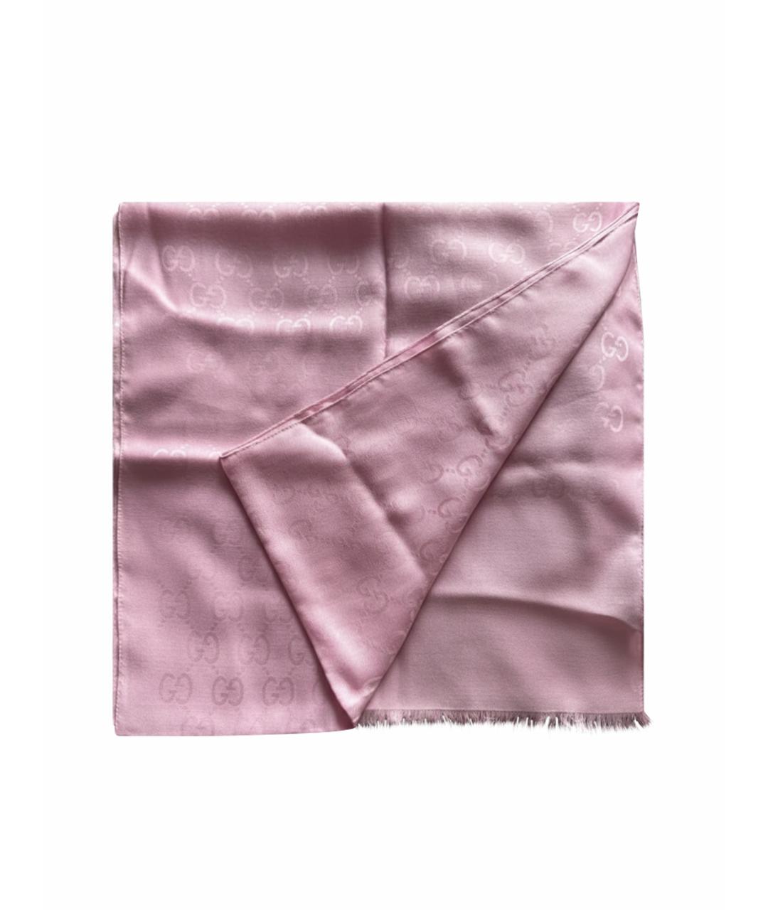 GUCCI Розовый шерстяной шарф, фото 1