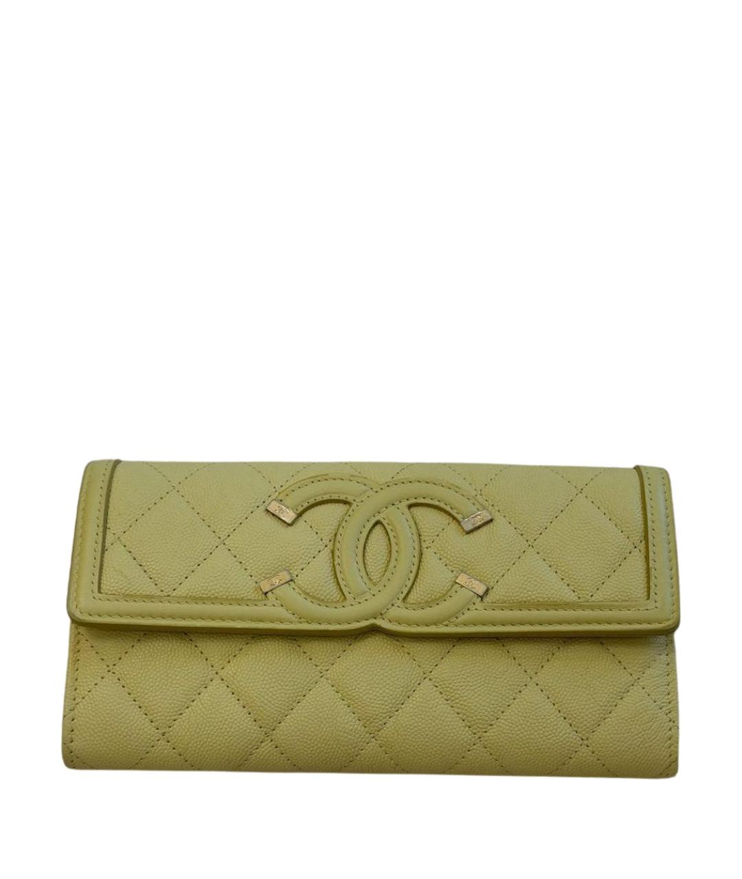 CHANEL Желтый кожаный кошелек, фото 1