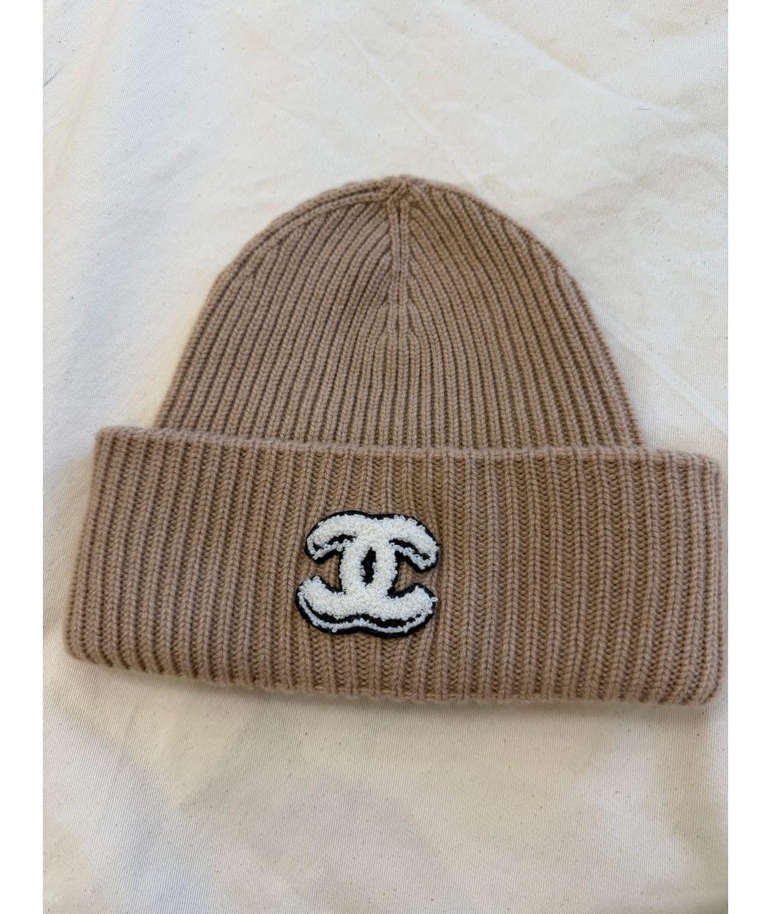 CHANEL Бежевая кашемировая шапка, фото 4