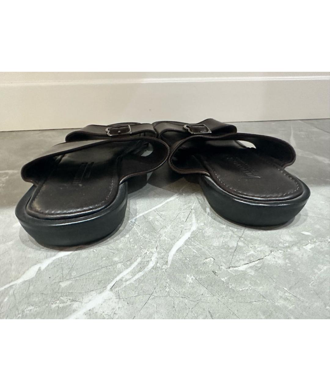 BILLIONAIRE Коричневые кожаные шлепанцы, фото 4