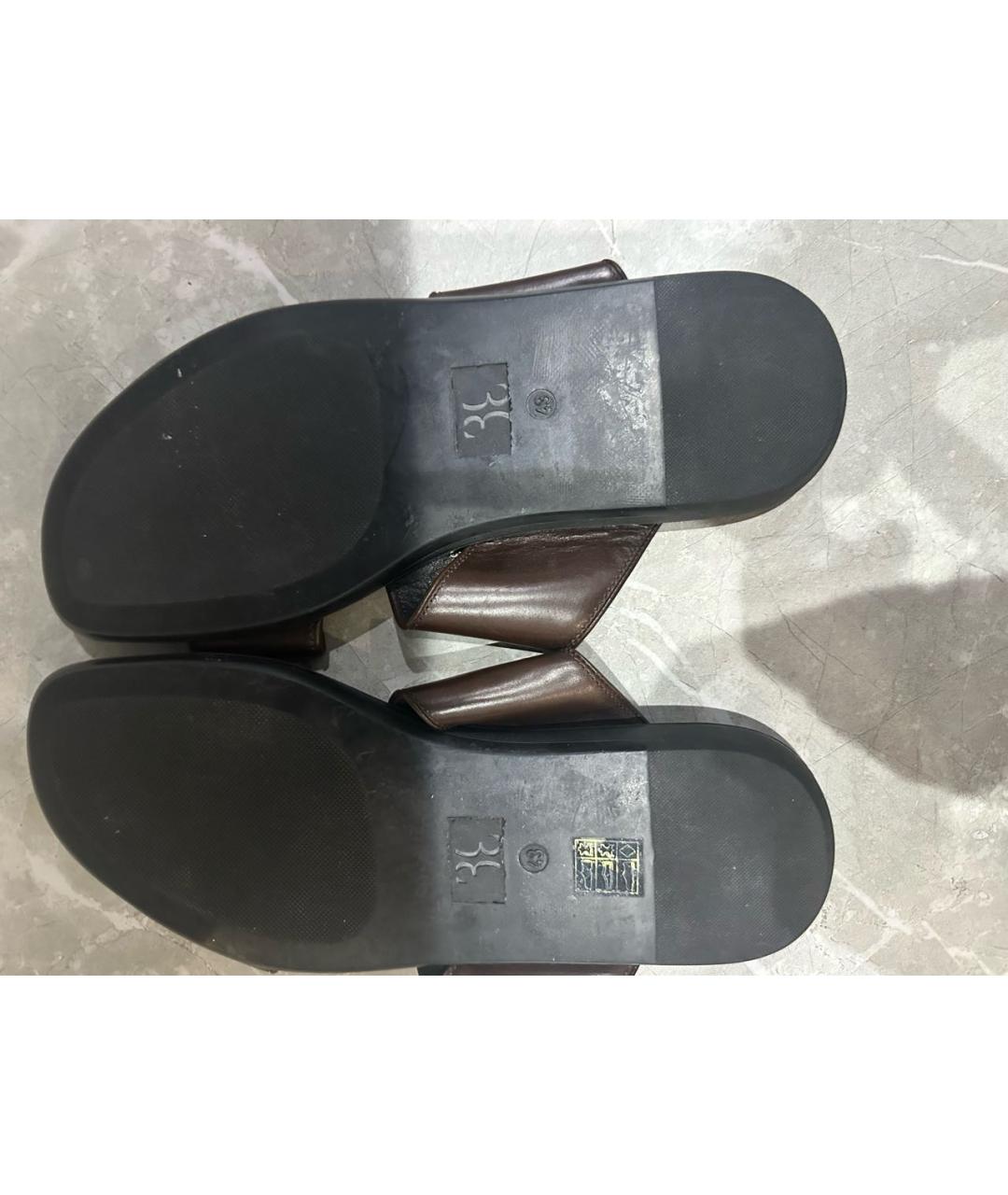 BILLIONAIRE Коричневые кожаные шлепанцы, фото 5