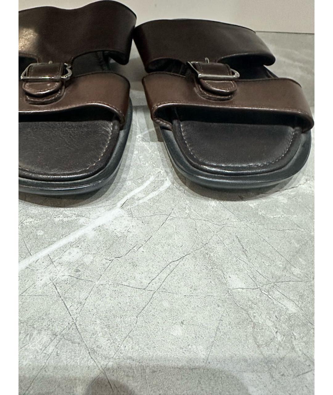 BILLIONAIRE Коричневые кожаные шлепанцы, фото 2