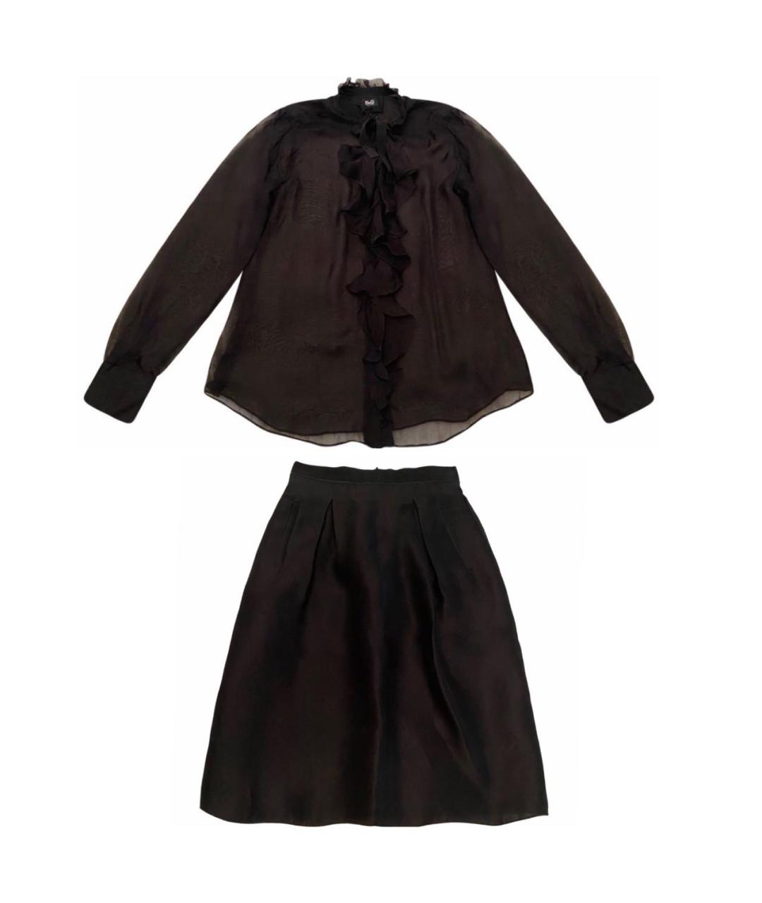 DOLCE&GABBANA Черный шелковый костюм с юбками, фото 9