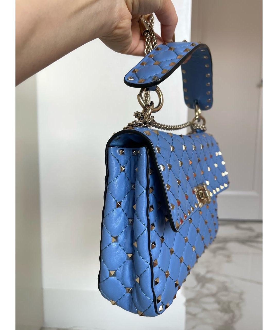 VALENTINO Синяя кожаная сумка с короткими ручками, фото 2