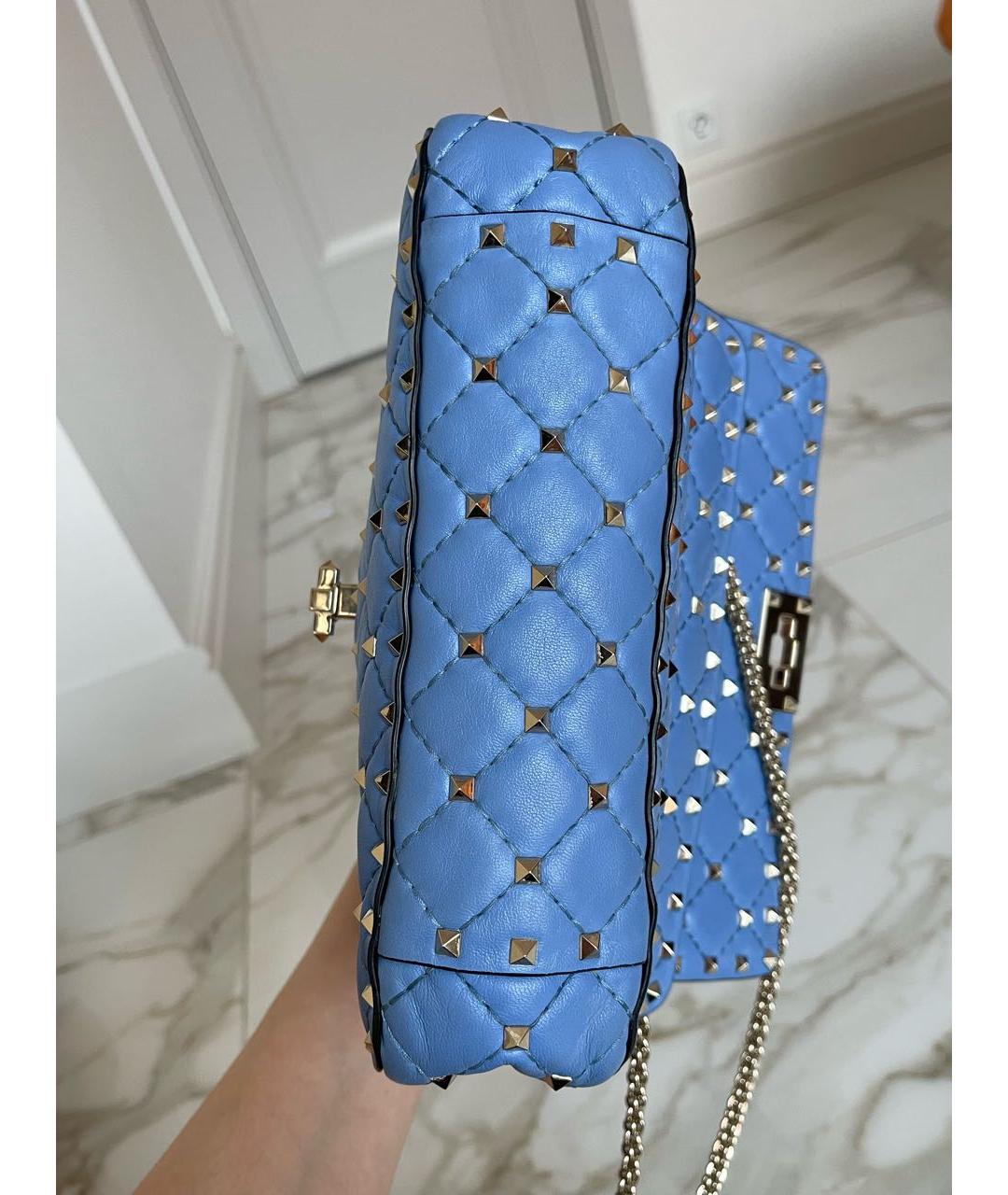 VALENTINO Синяя кожаная сумка с короткими ручками, фото 5