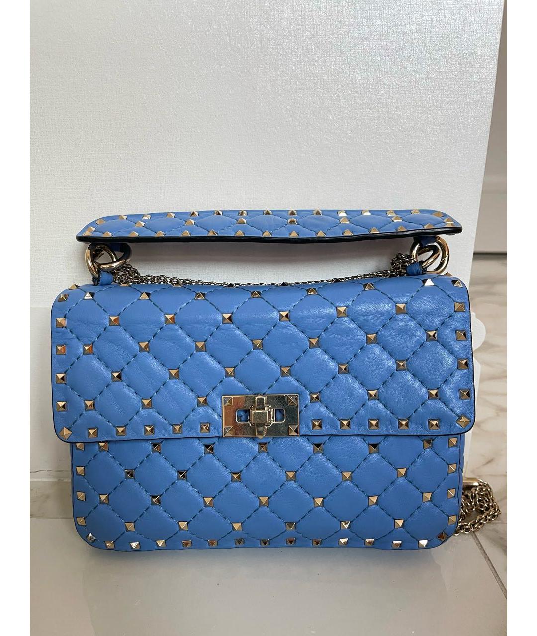 VALENTINO Синяя кожаная сумка с короткими ручками, фото 9