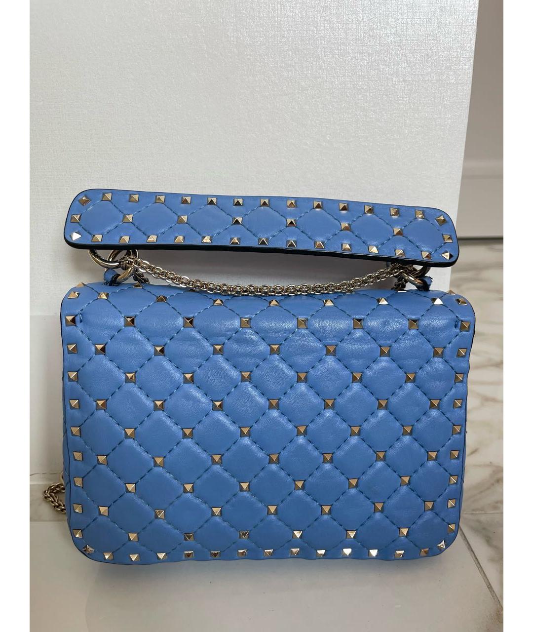 VALENTINO Синяя кожаная сумка с короткими ручками, фото 3