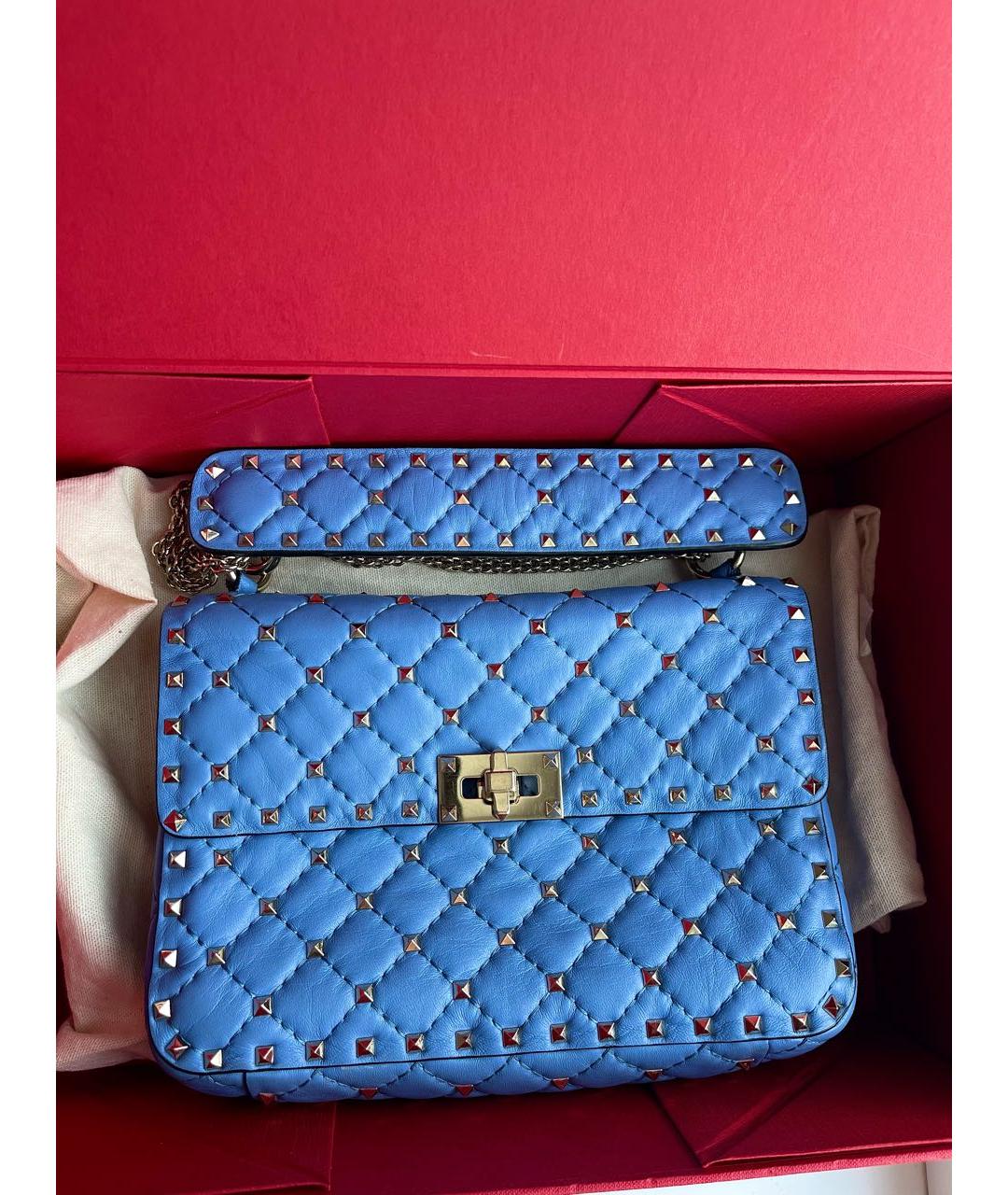 VALENTINO Синяя кожаная сумка с короткими ручками, фото 6