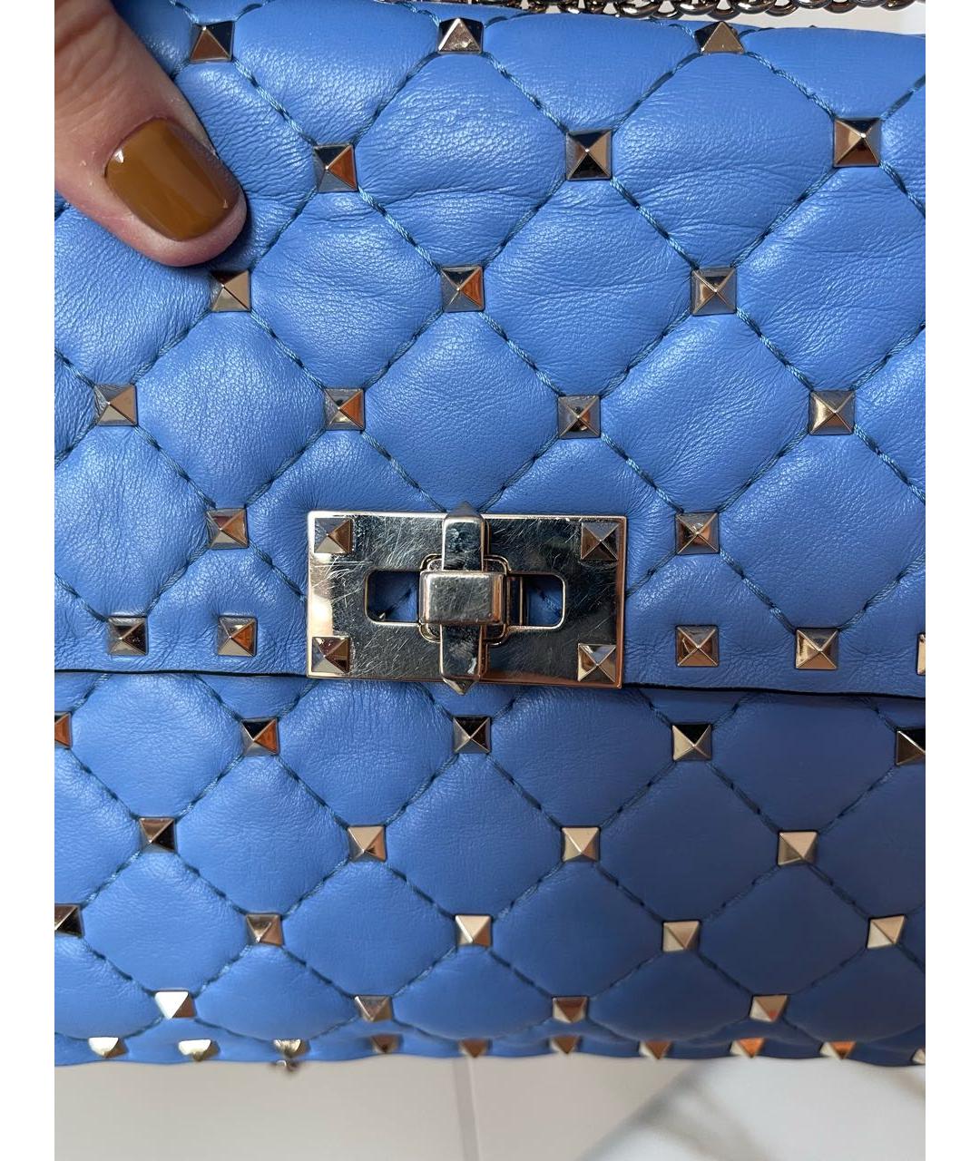 VALENTINO Синяя кожаная сумка с короткими ручками, фото 8