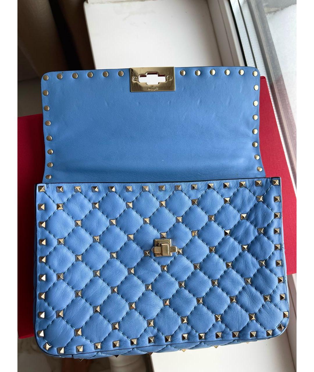 VALENTINO Синяя кожаная сумка с короткими ручками, фото 7