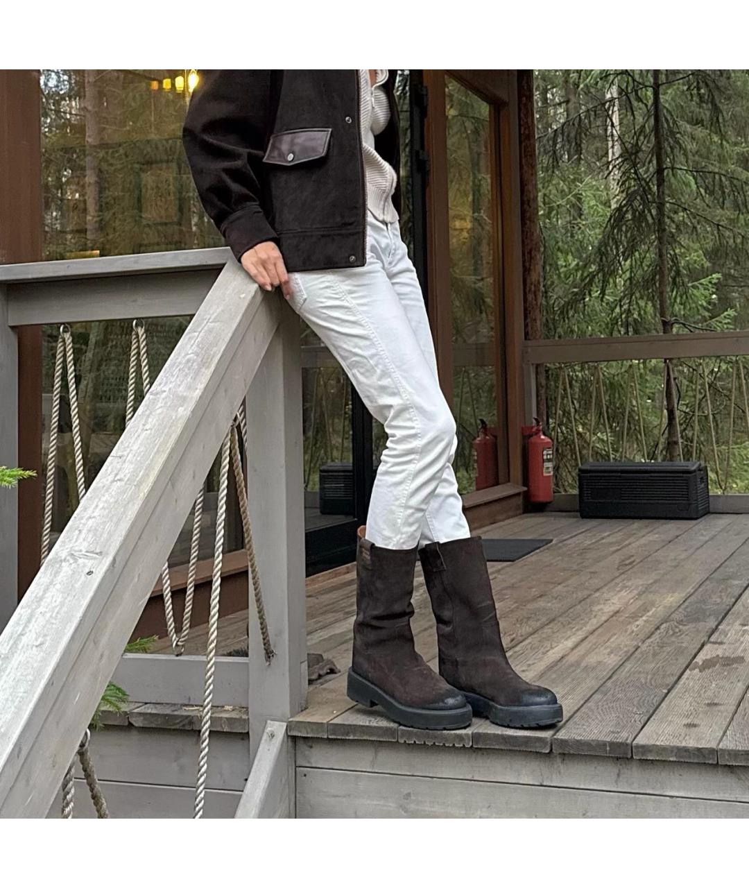 MIU MIU Коричневые замшевые сапоги, фото 6