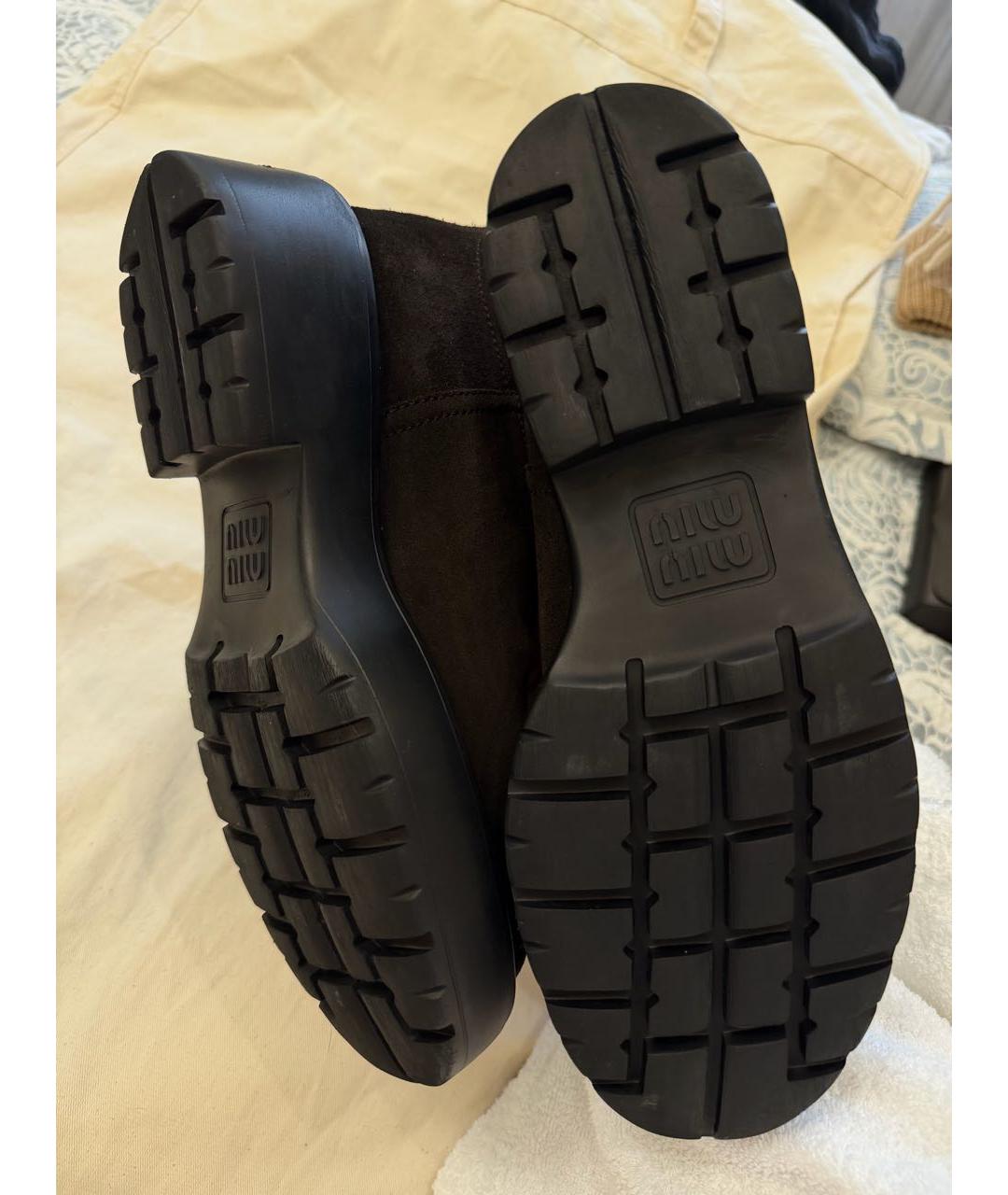 MIU MIU Коричневые замшевые сапоги, фото 4