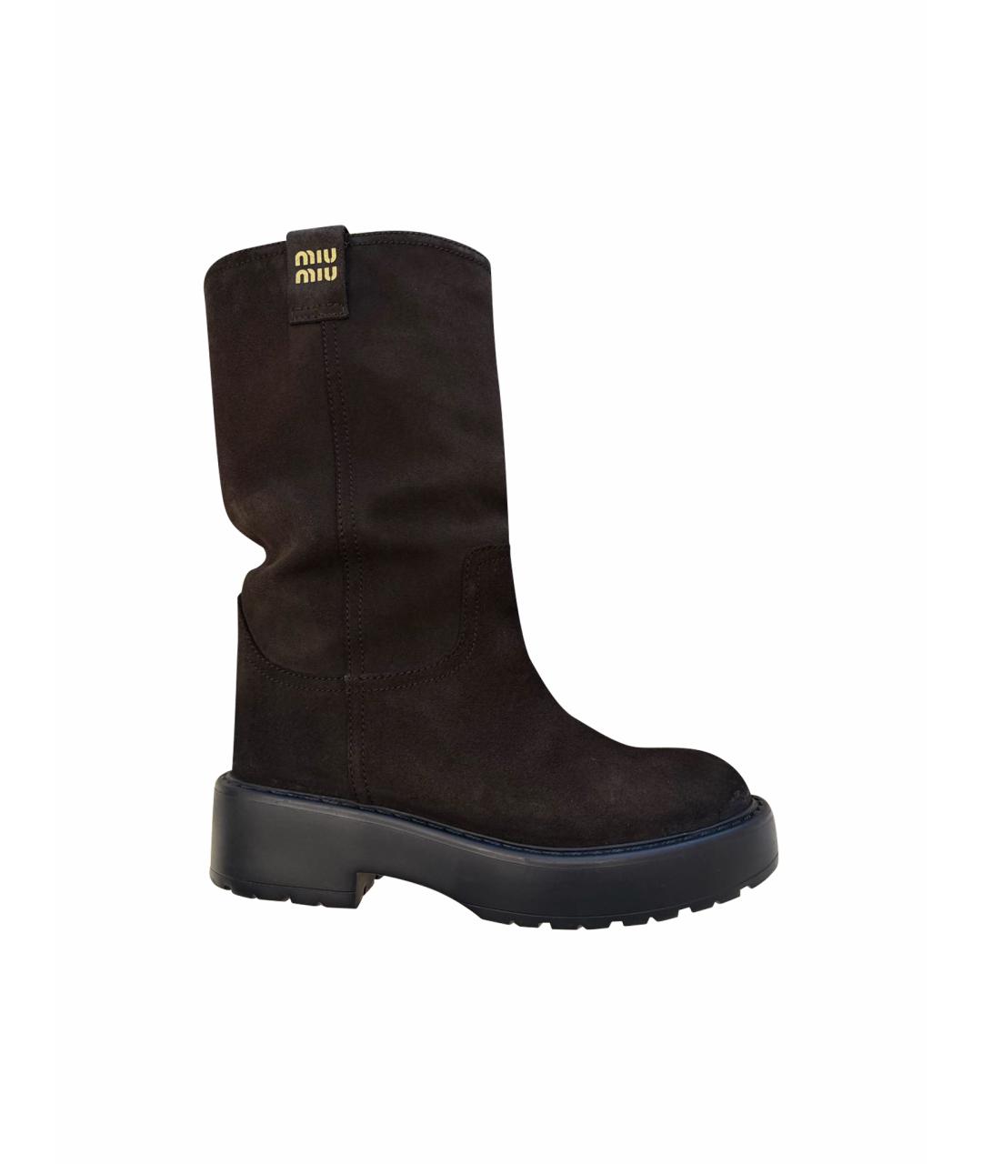 MIU MIU Коричневые замшевые сапоги, фото 1