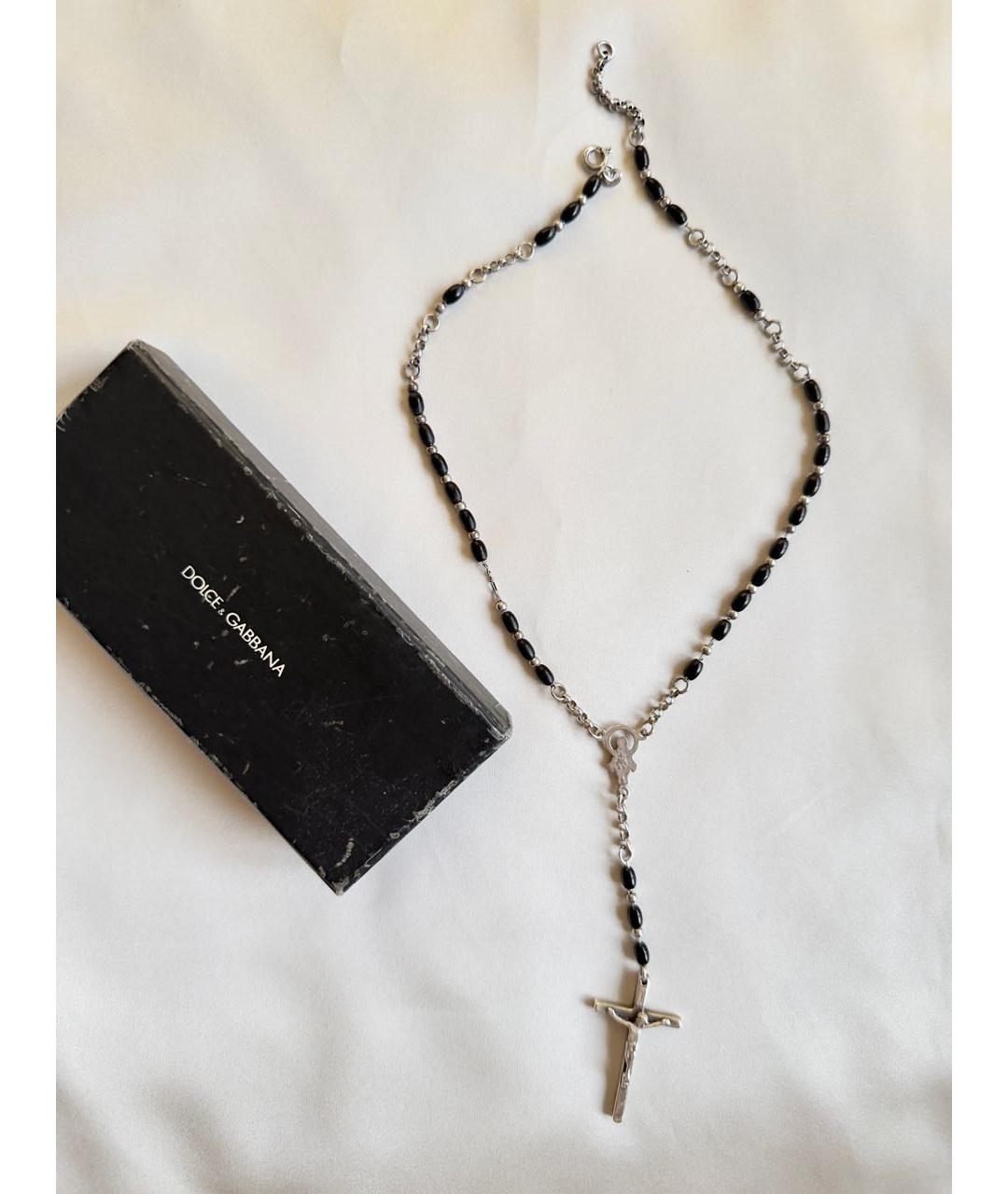 DOLCE&GABBANA Черное серебряное колье, фото 4