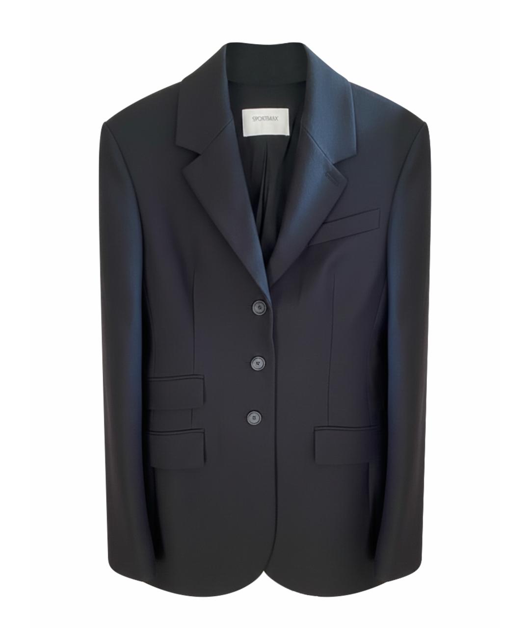 SPORTMAX Черный шерстяной жакет/пиджак, фото 1