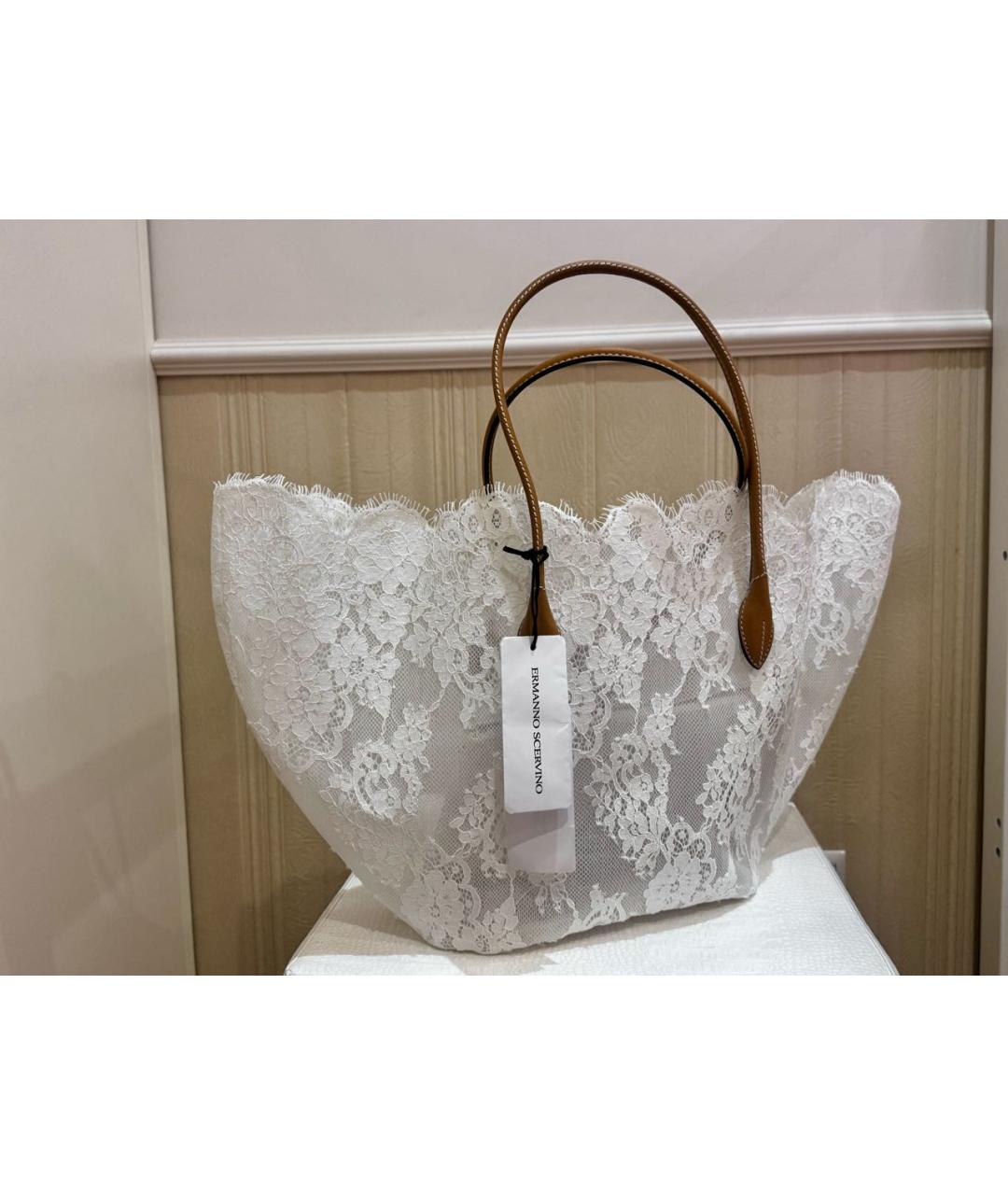 ERMANNO SCERVINO Белая хлопковая пляжная сумка, фото 3