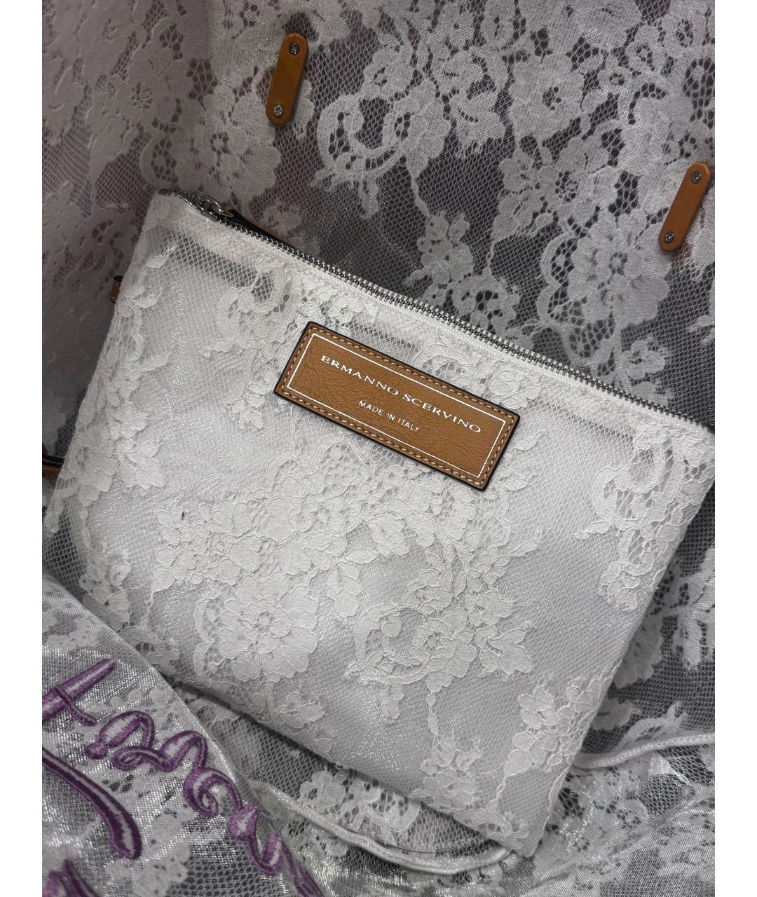 ERMANNO SCERVINO Белая хлопковая пляжная сумка, фото 4