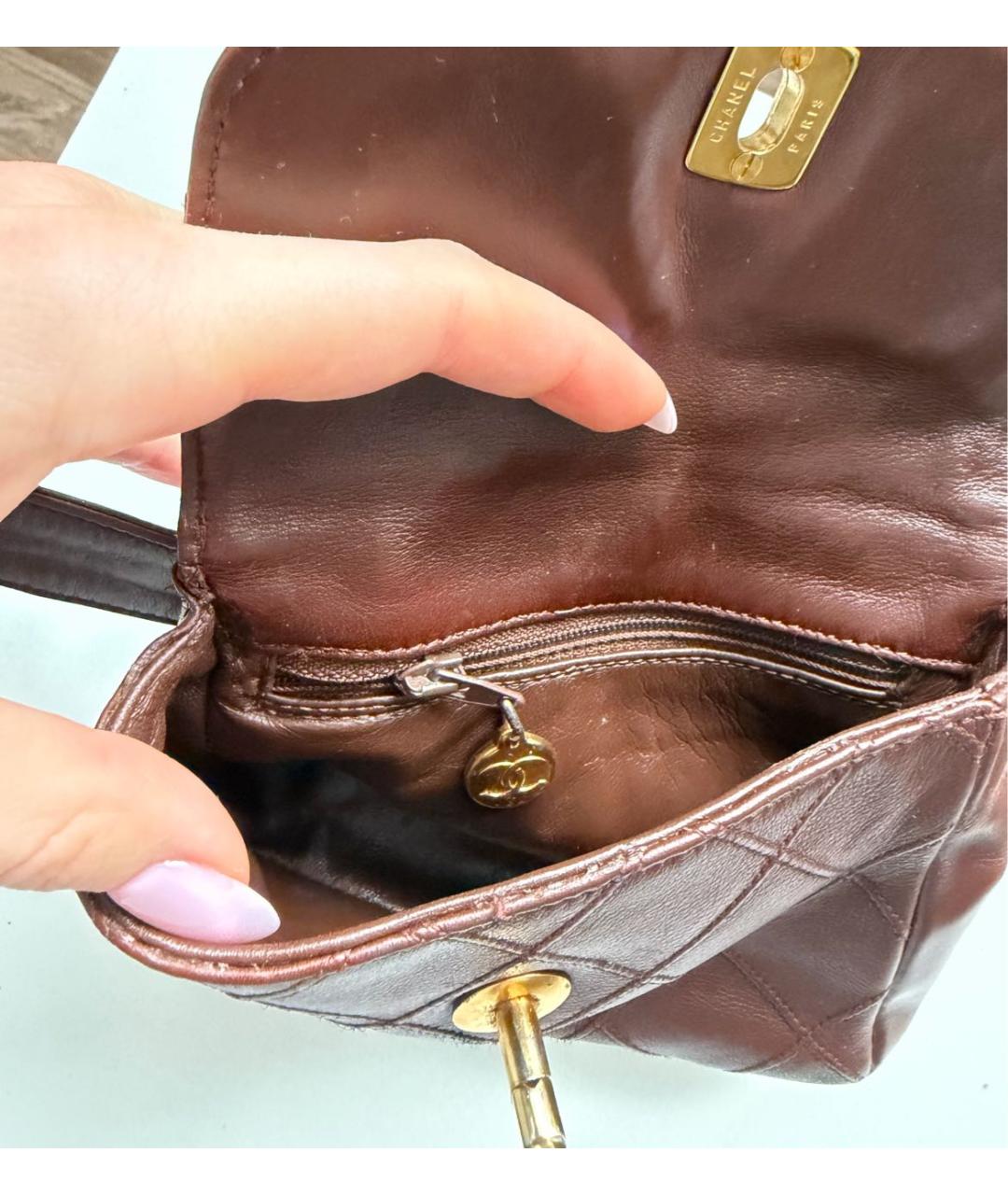 CHANEL Коричневая кожаная поясная сумка, фото 7