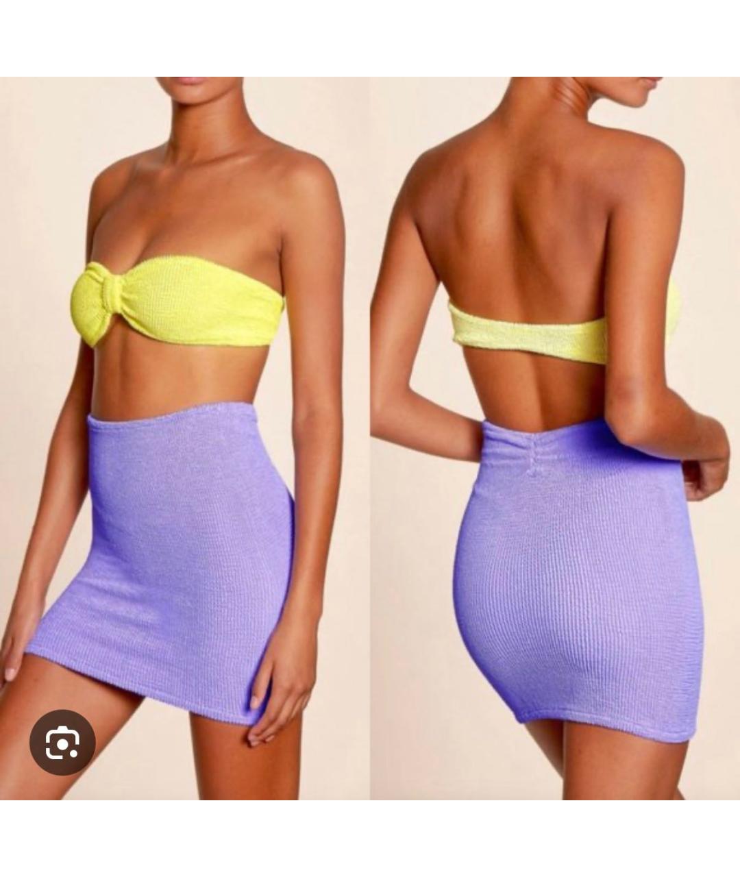 HUNZA G Фиолетовая полиамидовая юбка мини, фото 7