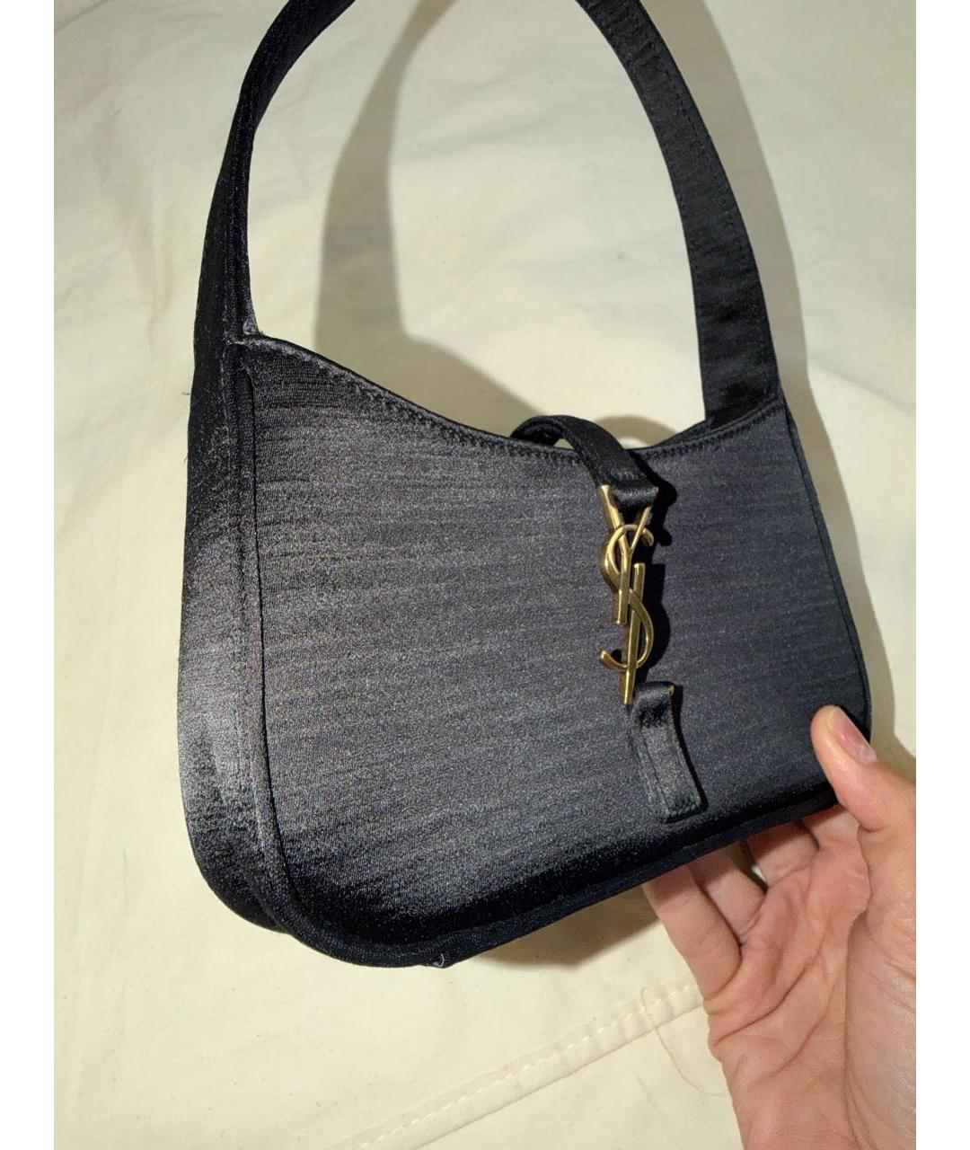 SAINT LAURENT Черная тканевая сумка с короткими ручками, фото 2