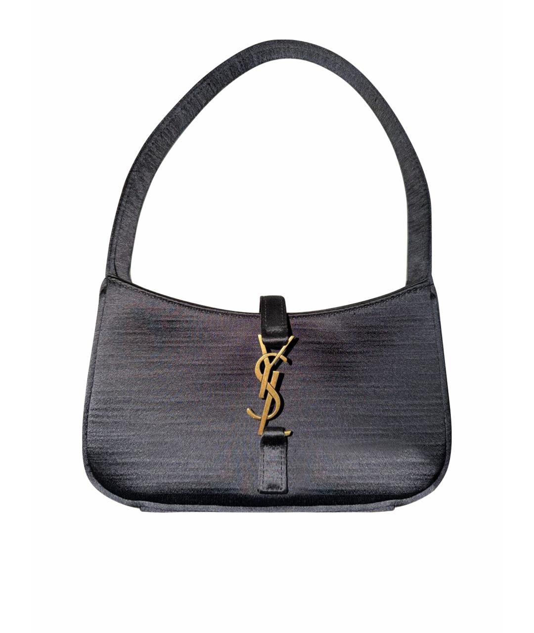 SAINT LAURENT Черная тканевая сумка с короткими ручками, фото 1