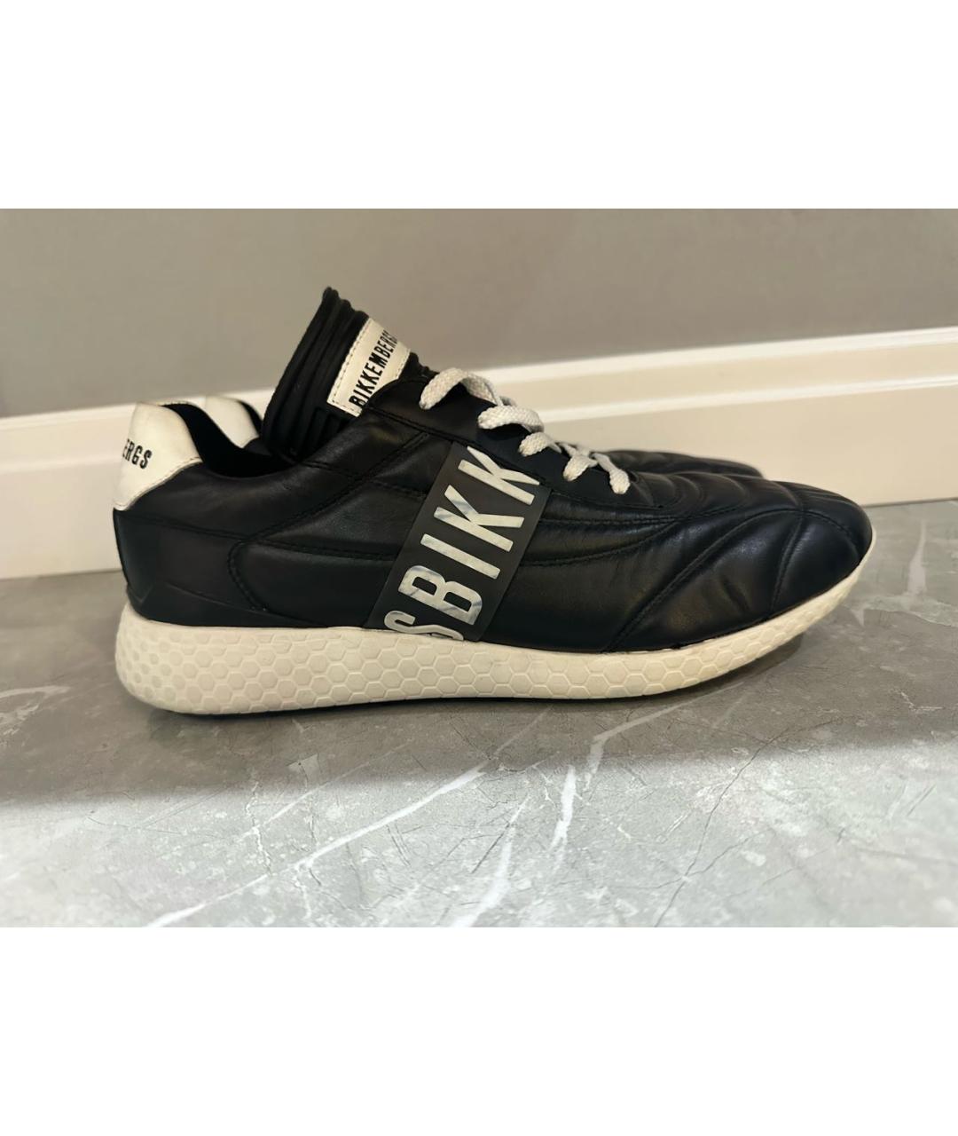 BIKKEMBERGS Черные кожаные высокие кроссовки / кеды, фото 5