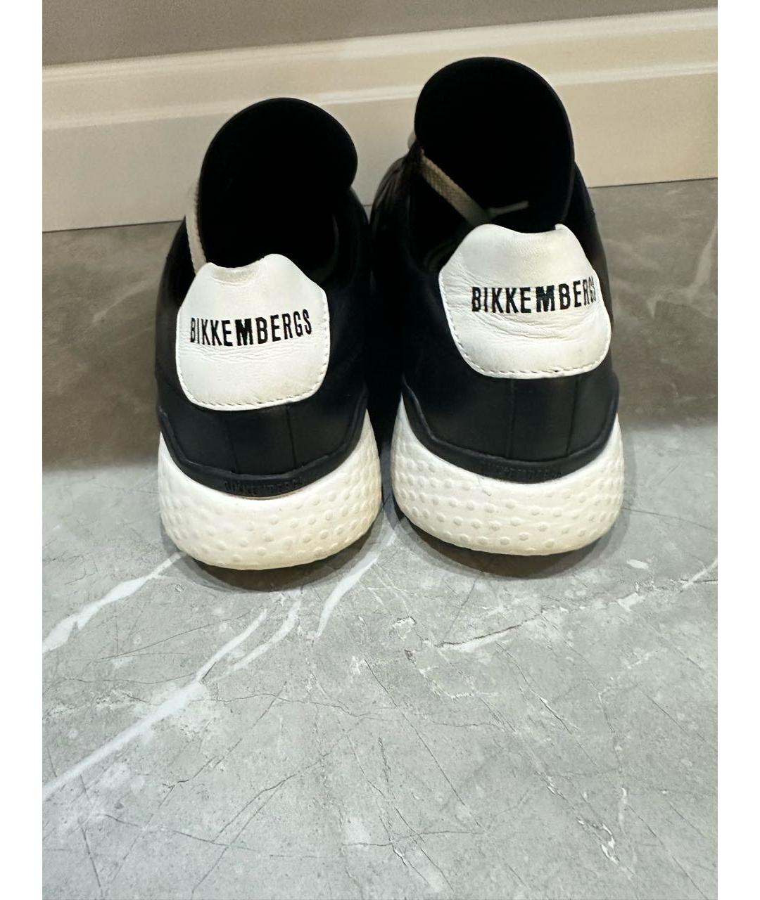 BIKKEMBERGS Черные кожаные высокие кроссовки / кеды, фото 4