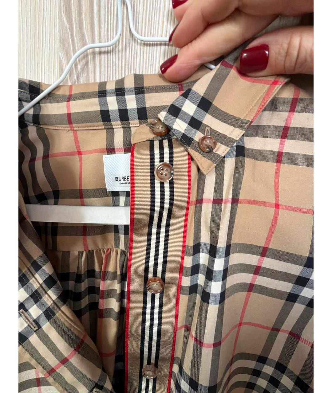 BURBERRY Мульти хлопковое повседневное платье, фото 5