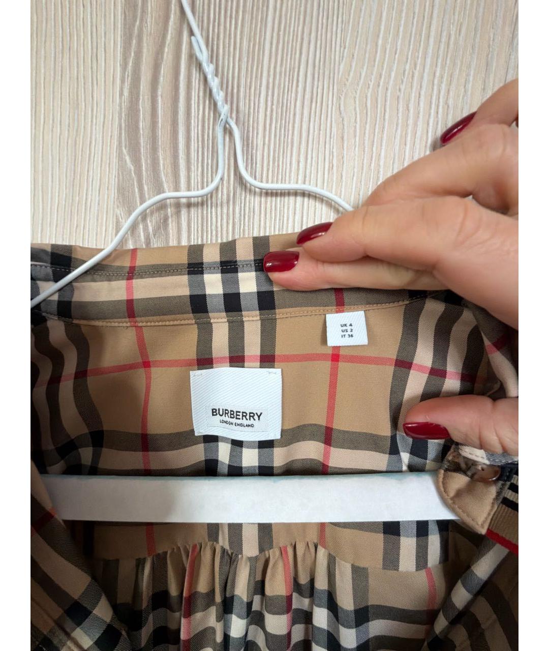 BURBERRY Мульти хлопковое повседневное платье, фото 4