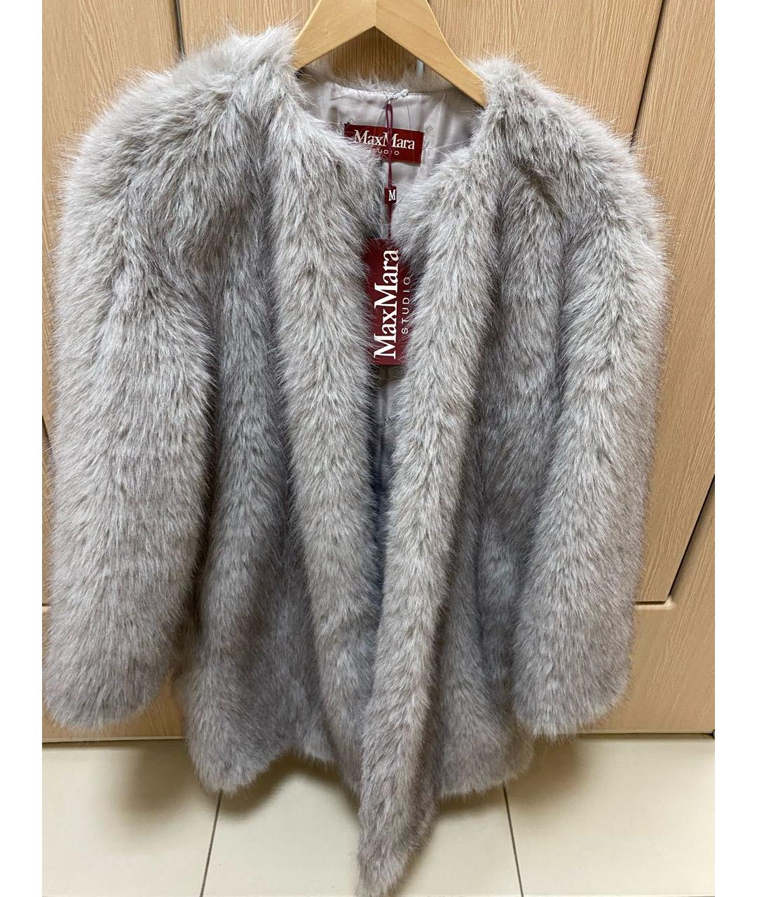 MAX MARA STUDIO Серая шуба, фото 3