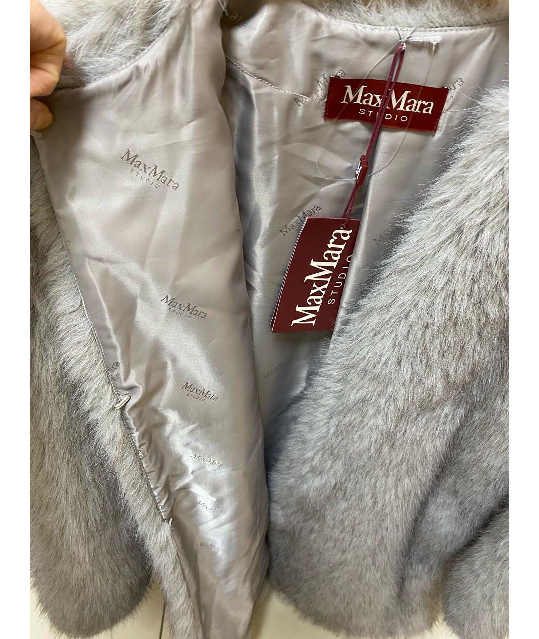MAX MARA STUDIO Серая шуба, фото 4