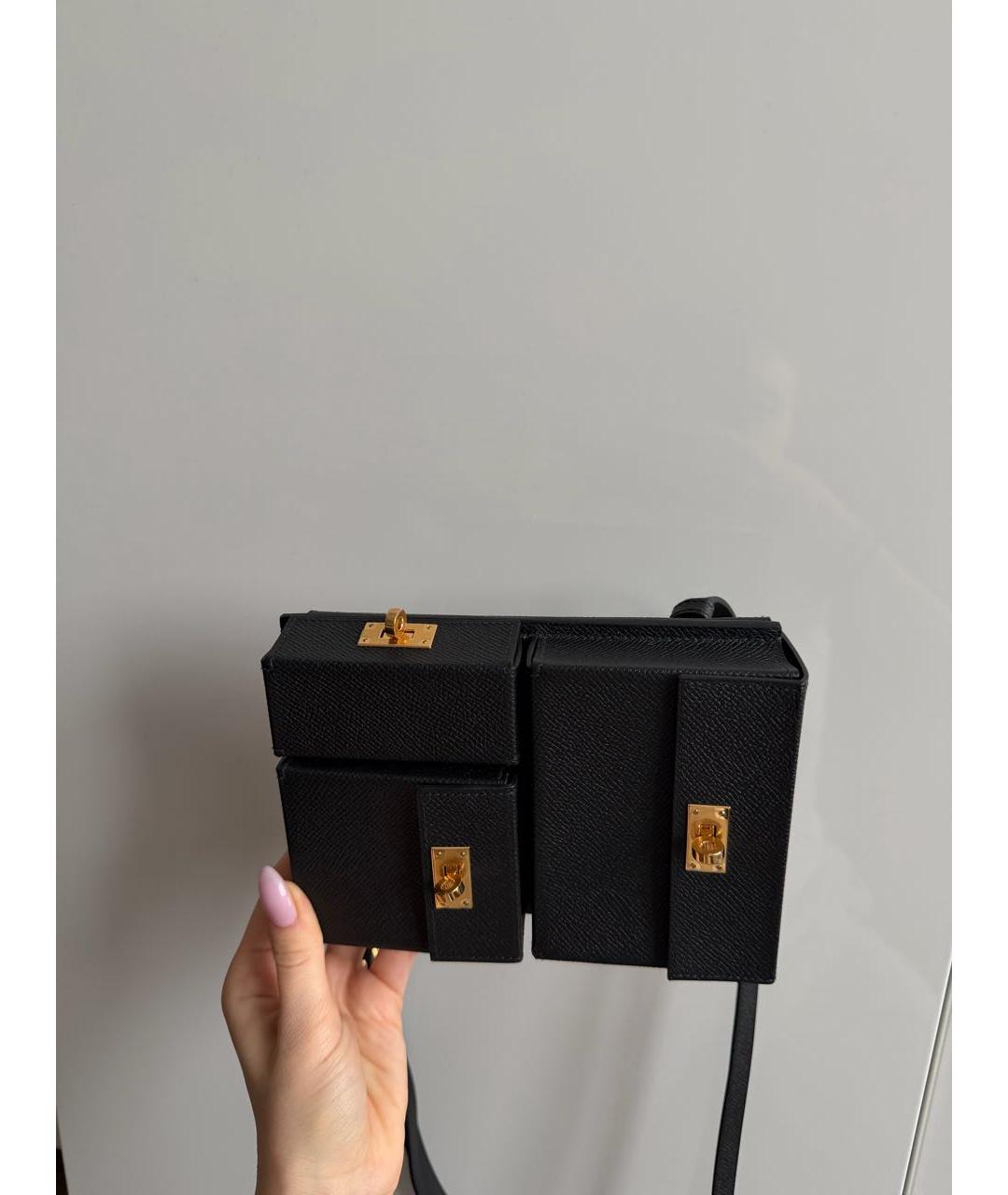 HERMES Черная кожаная сумка через плечо, фото 5