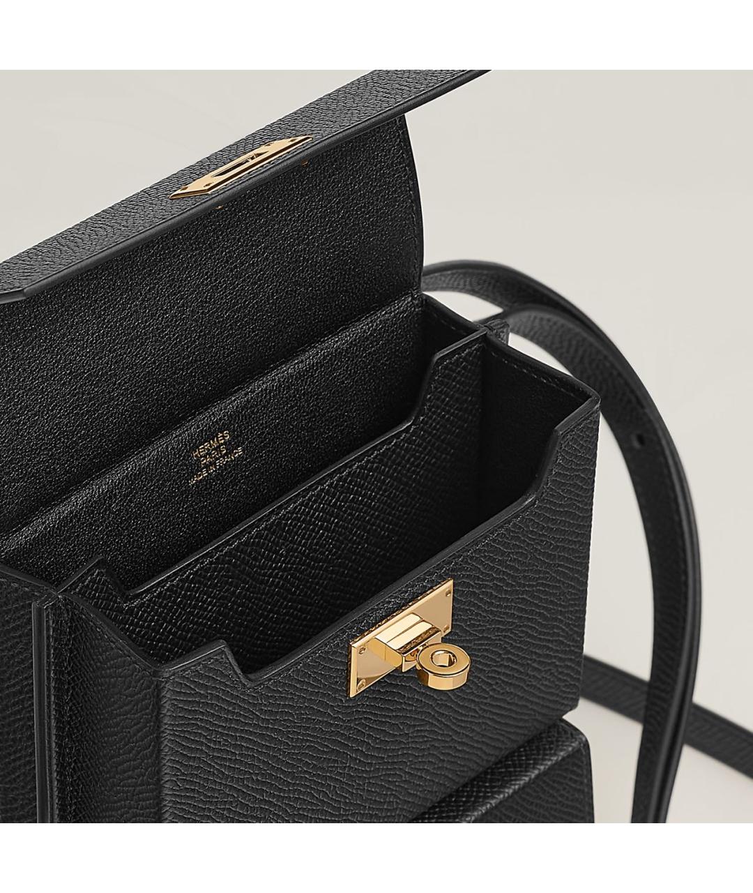 HERMES Черная кожаная сумка через плечо, фото 2