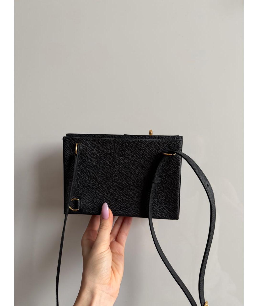 HERMES Черная кожаная сумка через плечо, фото 4