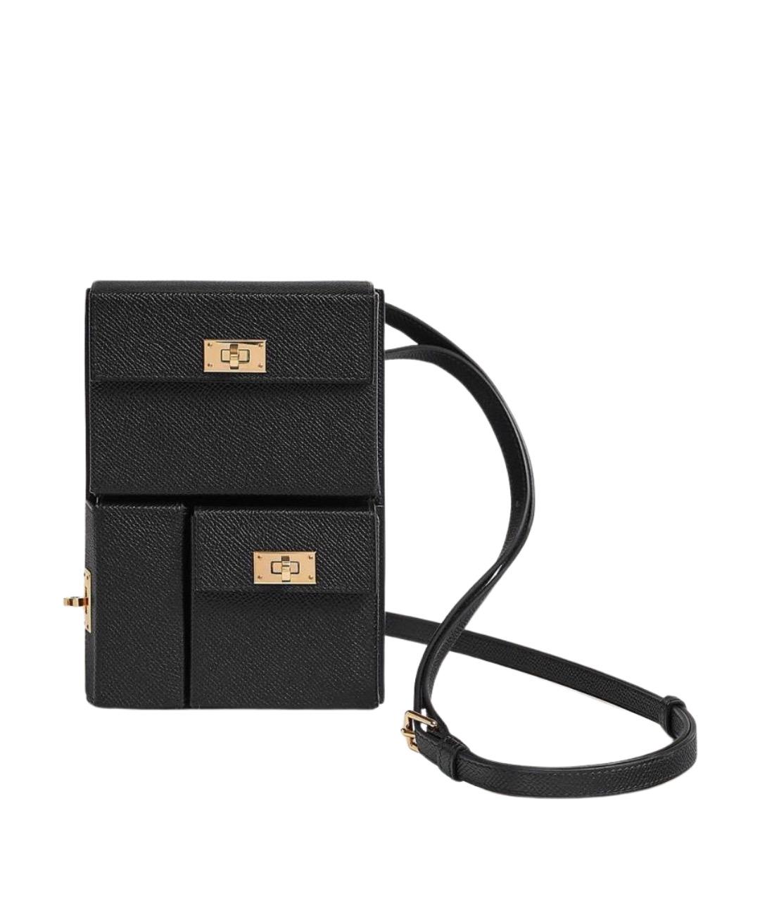 HERMES Черная кожаная сумка через плечо, фото 1