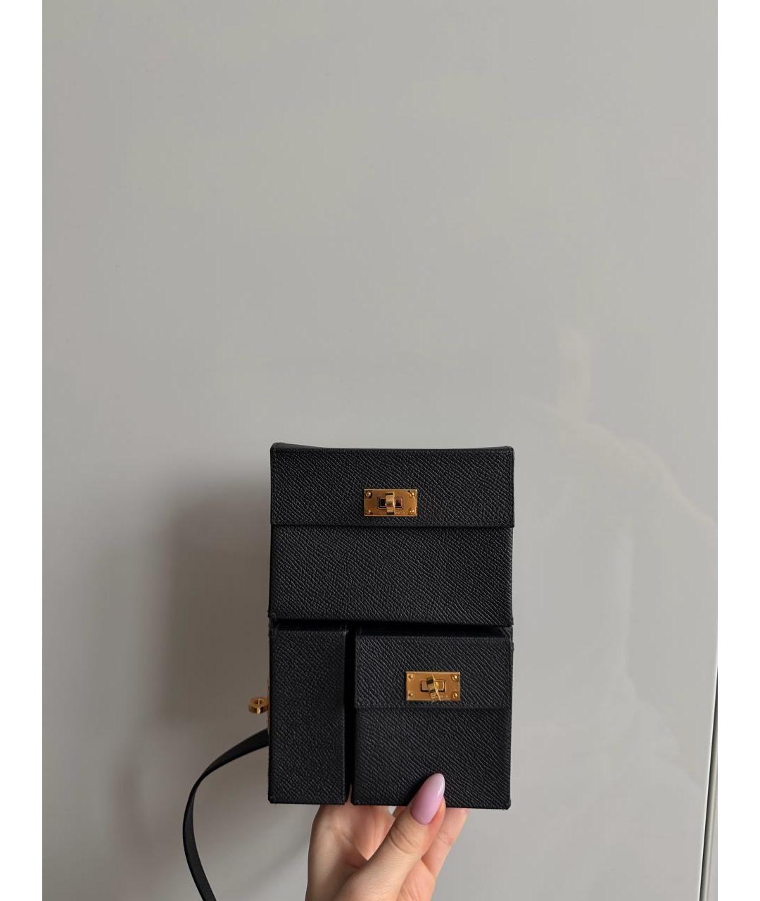 HERMES Черная кожаная сумка через плечо, фото 3