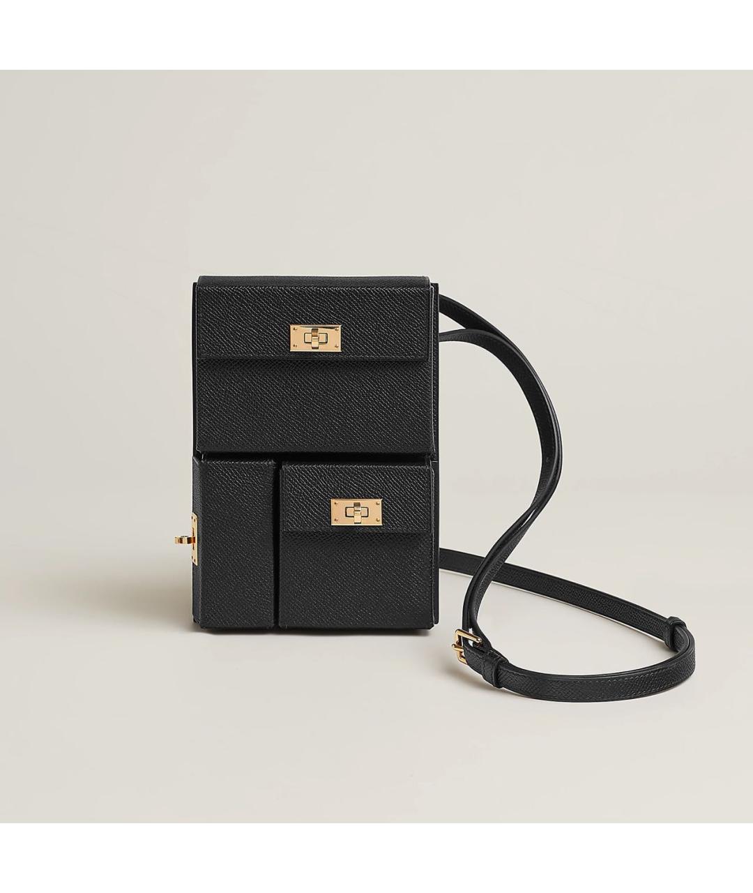 HERMES Черная кожаная сумка через плечо, фото 7