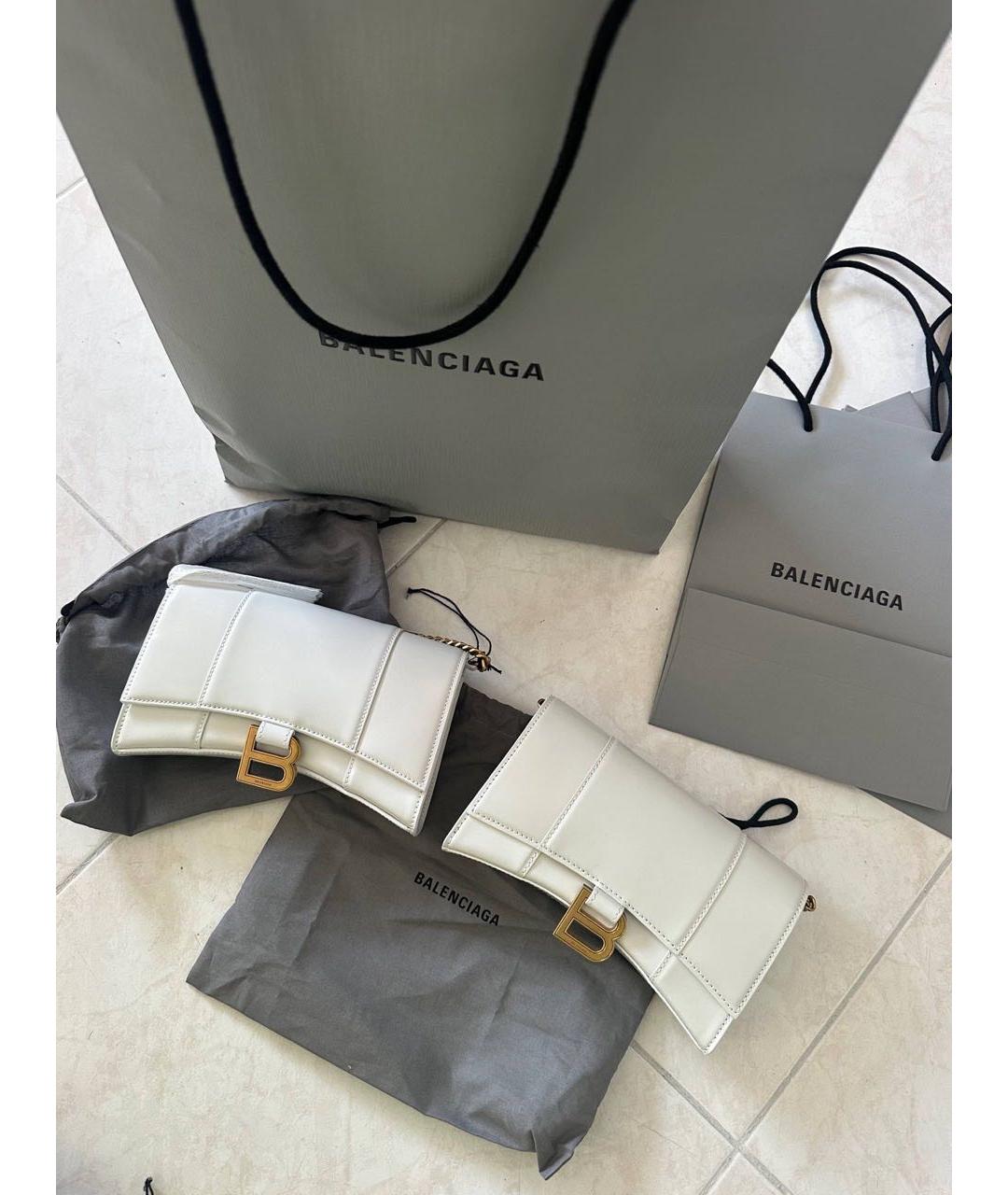 BALENCIAGA Белая кожаная сумка через плечо, фото 3