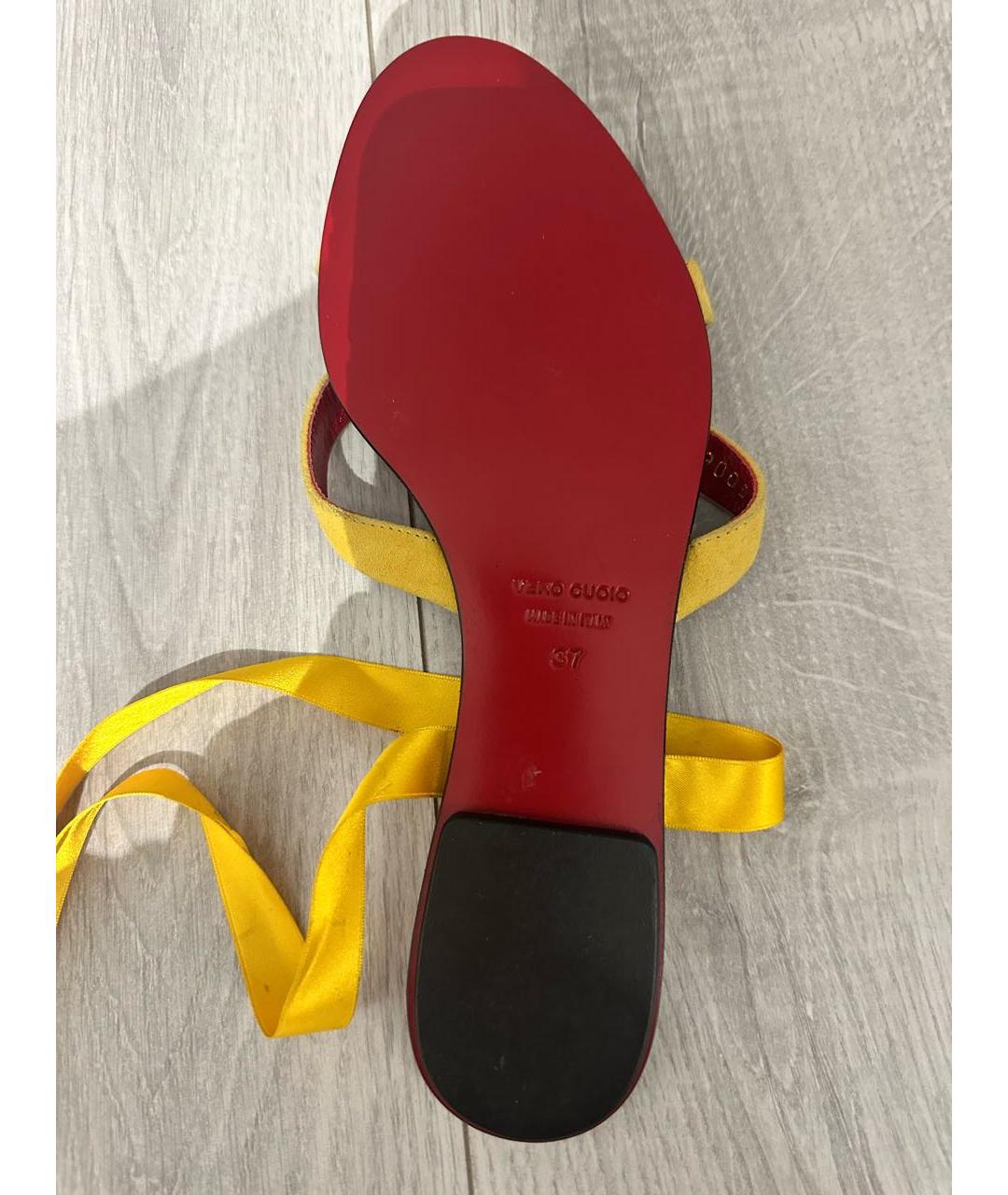 DOLCE&GABBANA Желтые замшевые шлепанцы, фото 4