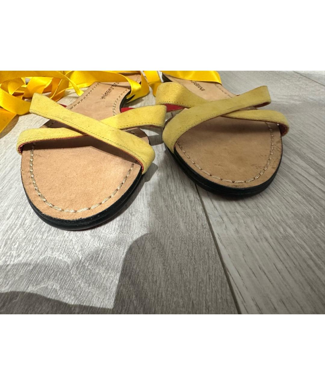 DOLCE&GABBANA Желтые замшевые шлепанцы, фото 3