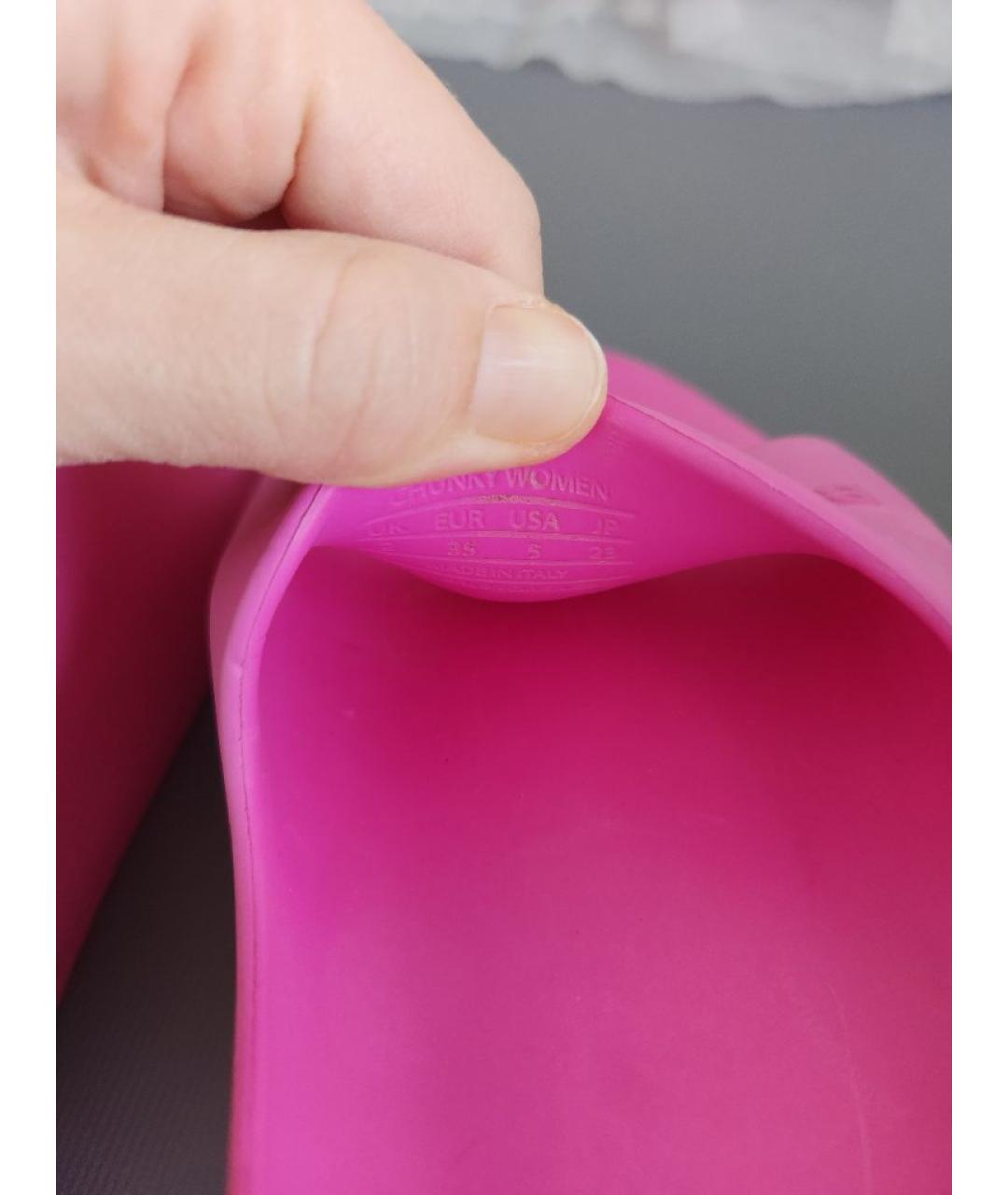 BALENCIAGA KIDS Фуксия резиновые сандалии и шлепанцы, фото 7