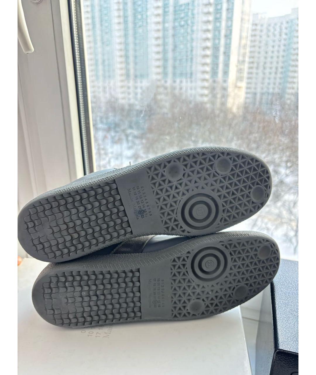 MAISON MARGIELA Серые кожаные низкие кроссовки / кеды, фото 6