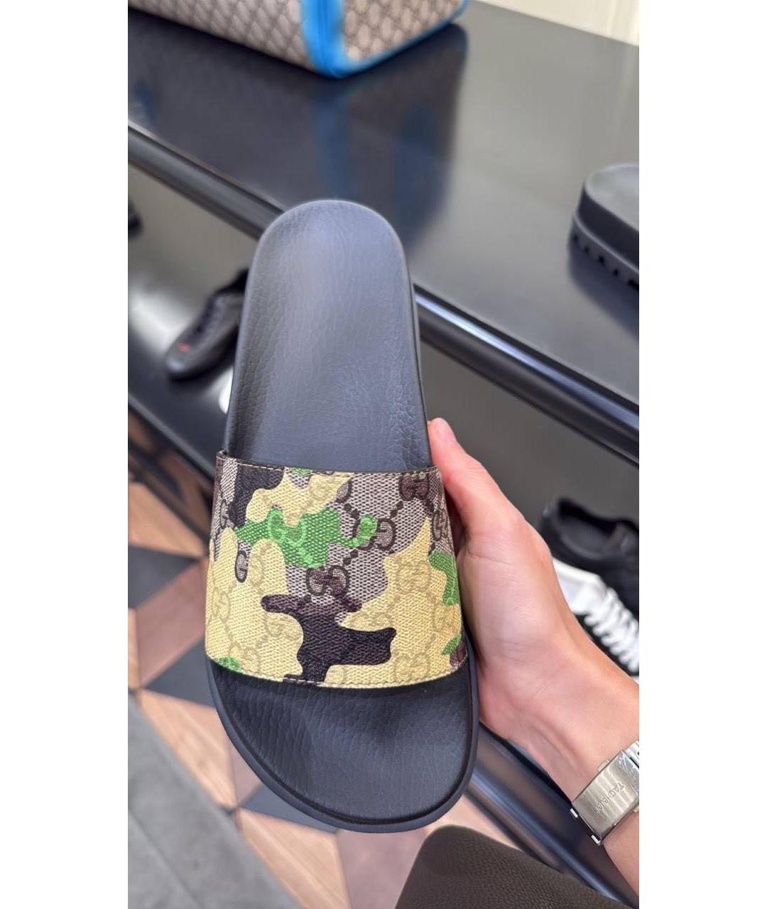 GUCCI Черные резиновые шлепанцы, фото 2