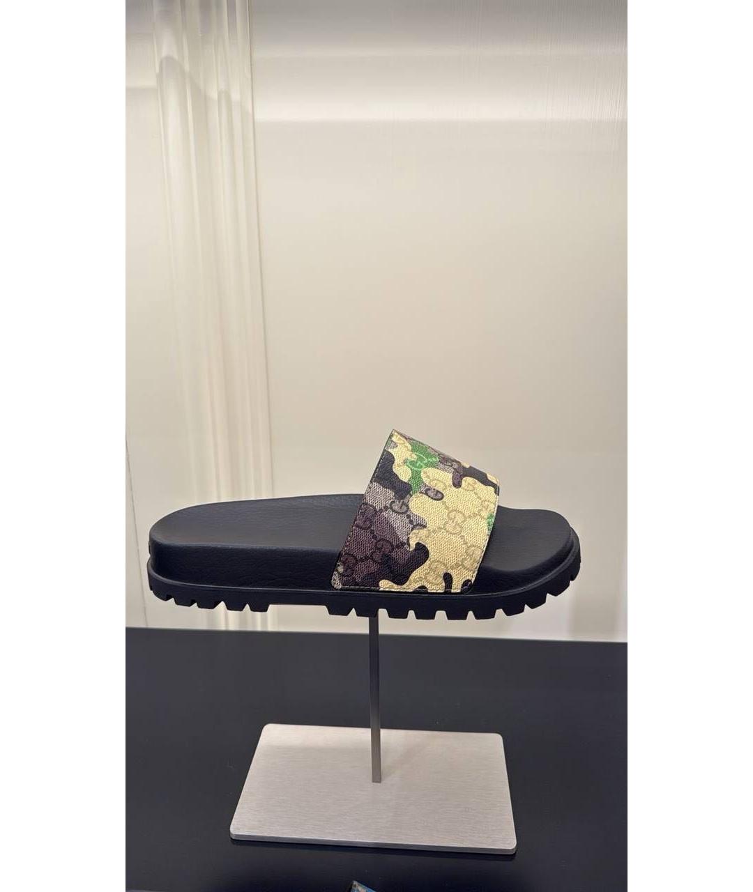 GUCCI Черные резиновые шлепанцы, фото 5